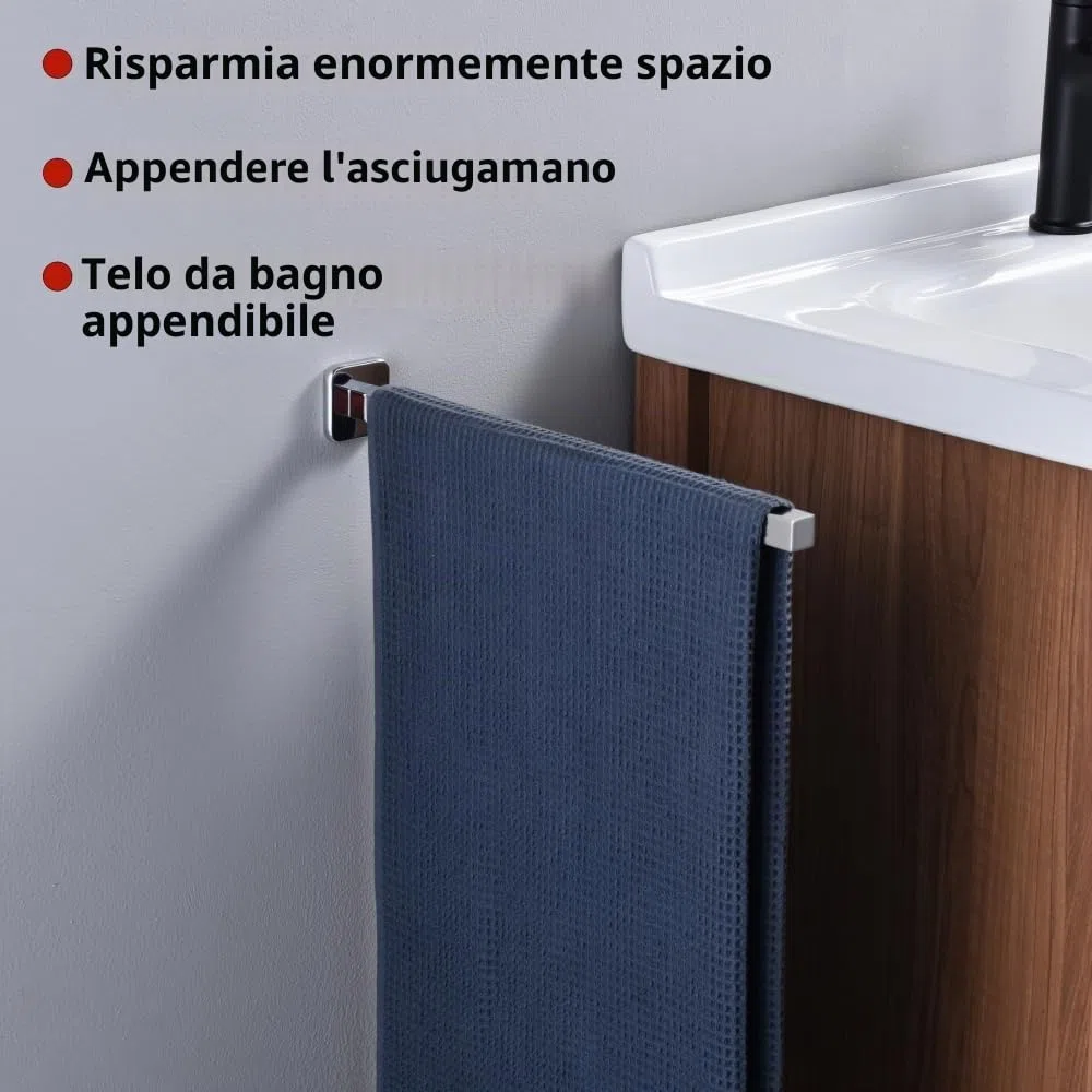 Porta Asciugamani Bagno Da Parete, Cromato 40CM,Acciaio Inossidabile,H4401HC