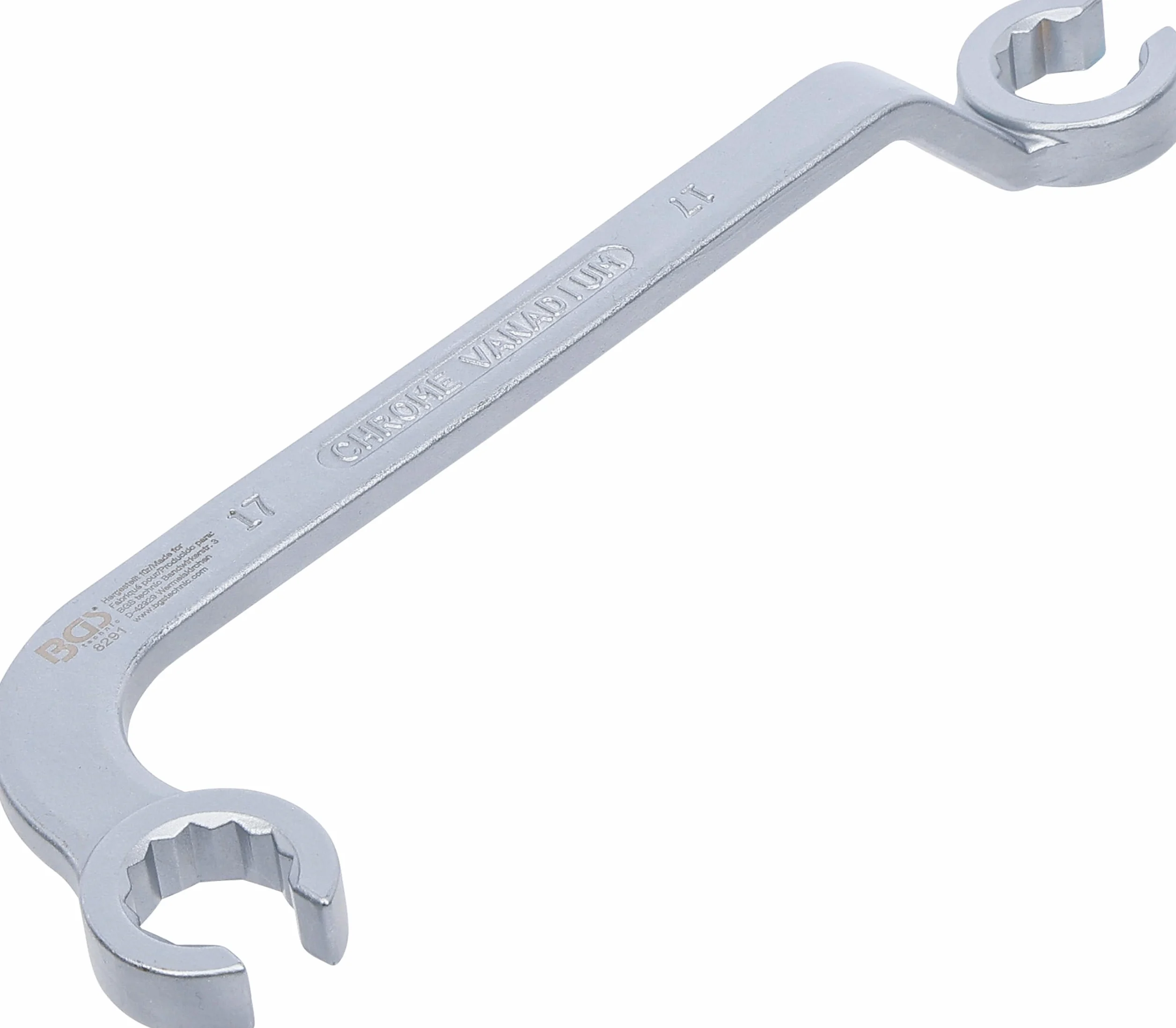 BGS 8291 | Chiave a doppio anello, aperta | per condotti di iniezione diesel | 17 mm