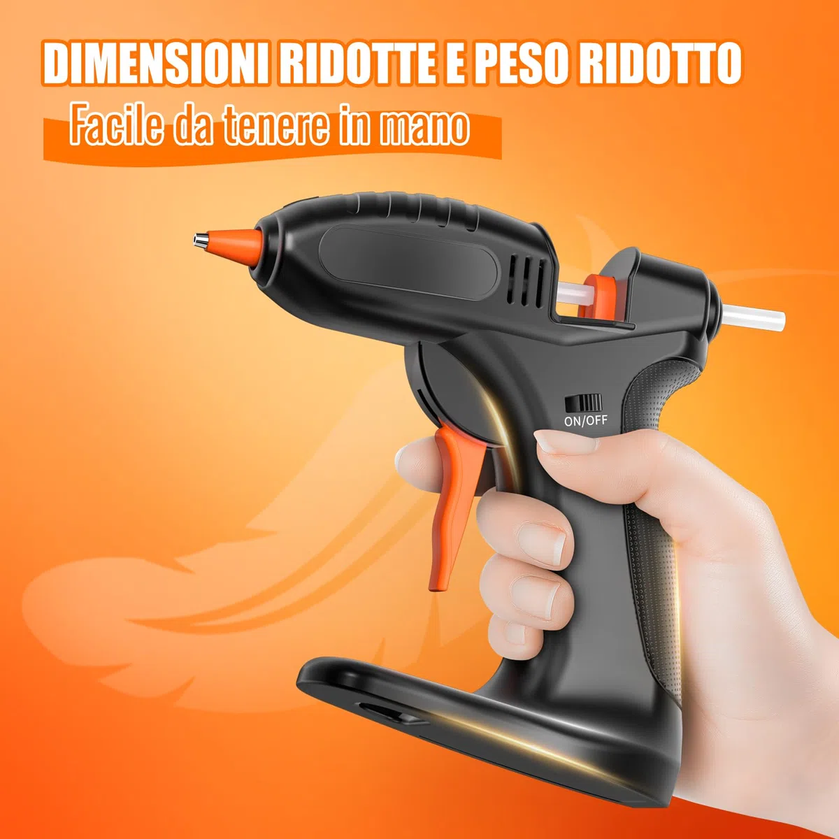 BURNNOVE Pistola per Colla a Caldo Senza Fili, Pistola per Colla a Caldo a 3000mAh Batteria Cavo di Ricarica USB-C 40 Bastoncini di Colla da 7 x 150mm per Lavori Fai da Te Riparazioni Rapide