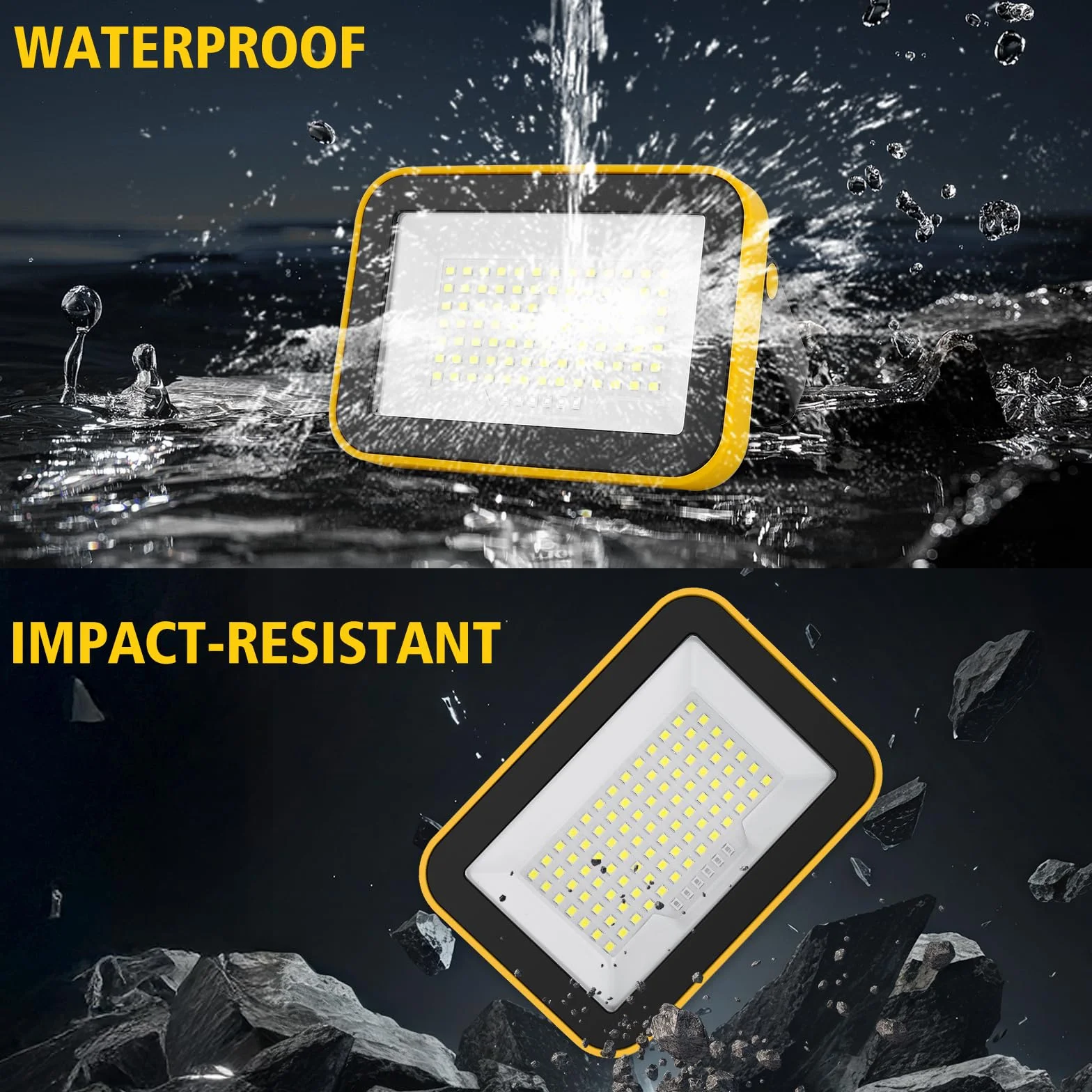NATPOW faro led ricaricabile, 5 modalità lampada portatile led ricaricabile, 4000mAh luce led con cavo e 2 batteria, IP65 impermeabile faretto da lavoro per campeggio, garage, emergenza, 2 pezzi