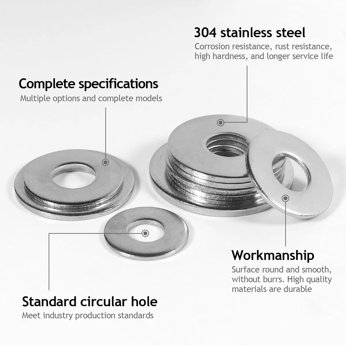 Rondelle Acciaio Inox M10 x 25mm, 50 Pezzi Metaliche Piatte Rondella Piana 304, Rondelle grandi Alzaporta Rondelle O Ring, DIN 9021 / ISO 7093, Rondelles Carrozzeria A2 V2A in Piatta Acciaio