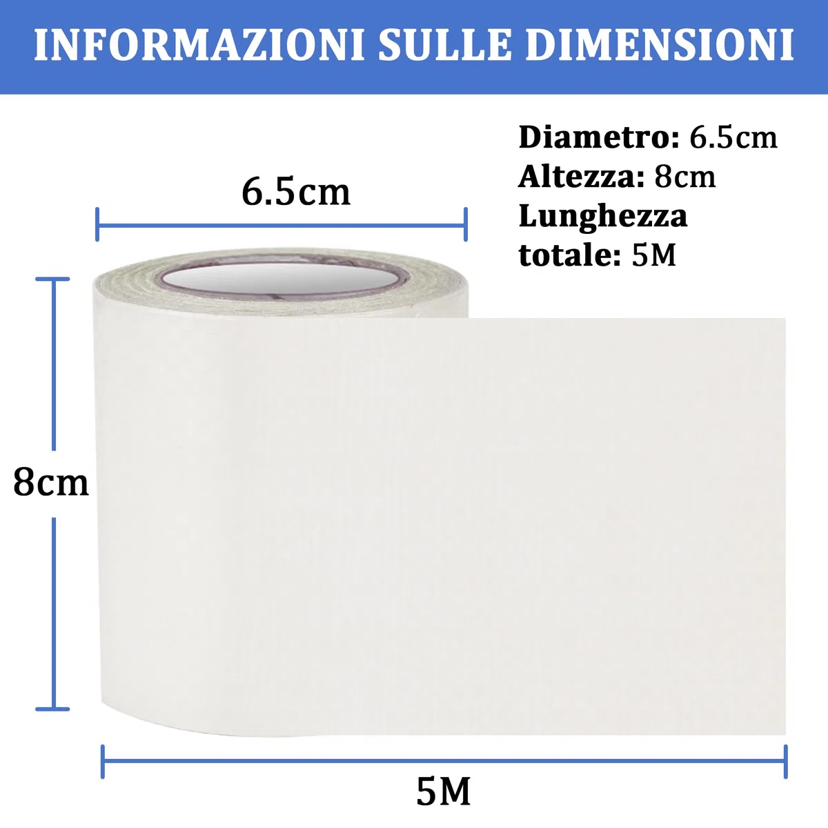 PE Nastro per Teloni,Nastro di Riparazione per Teloni in Tessuto, Toppe per Teloni, 5M*8CM, per Teloni per Camion, Tende da Sole, Tende, Trasparente