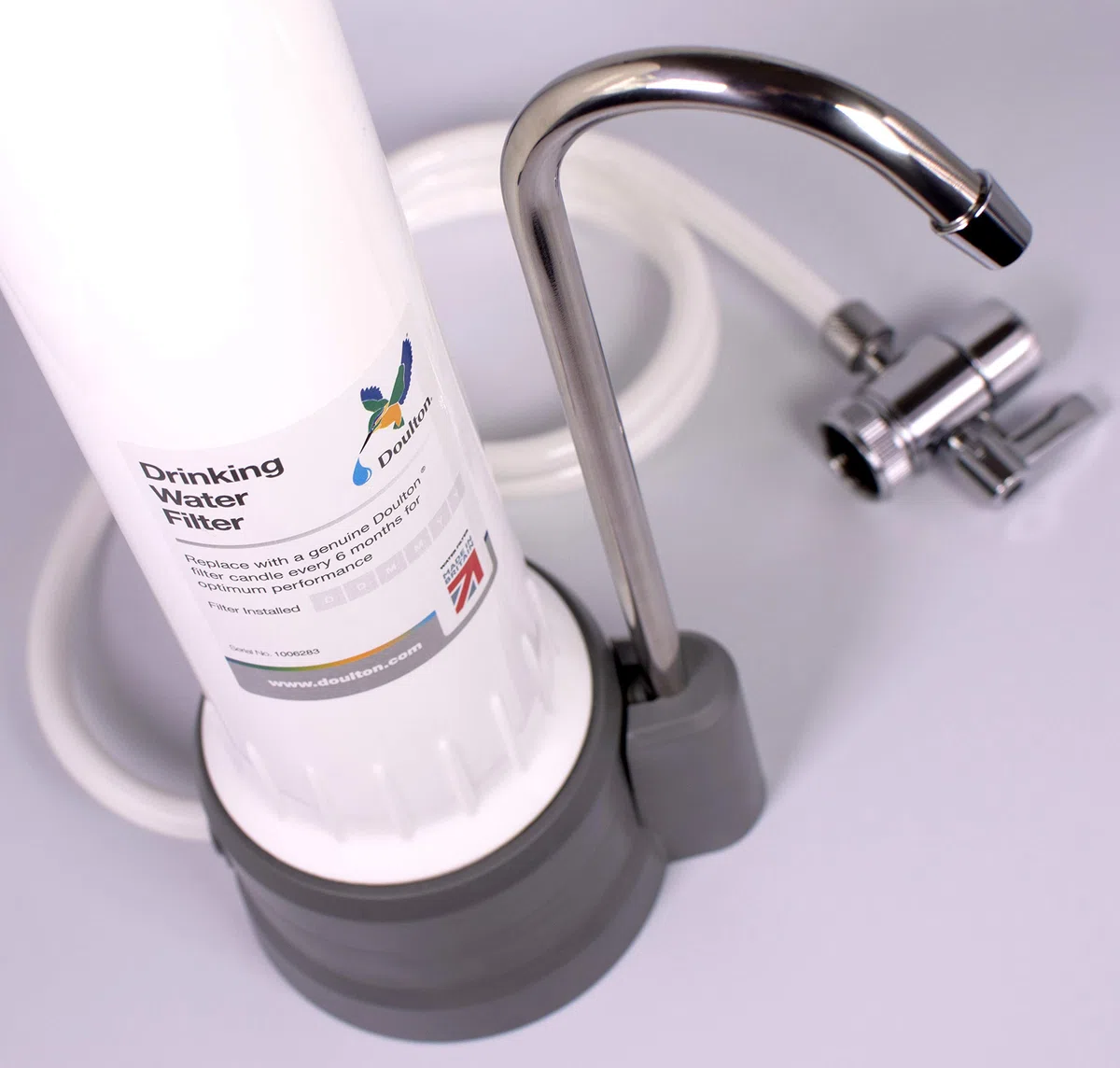 DOULTON W9331032 HCP banco con Cartuccia Filtro in Ceramica UltraCarb per Acqua Potabile, Facile da Montare con Filettatura BSP da 25,4 cm, Bianco