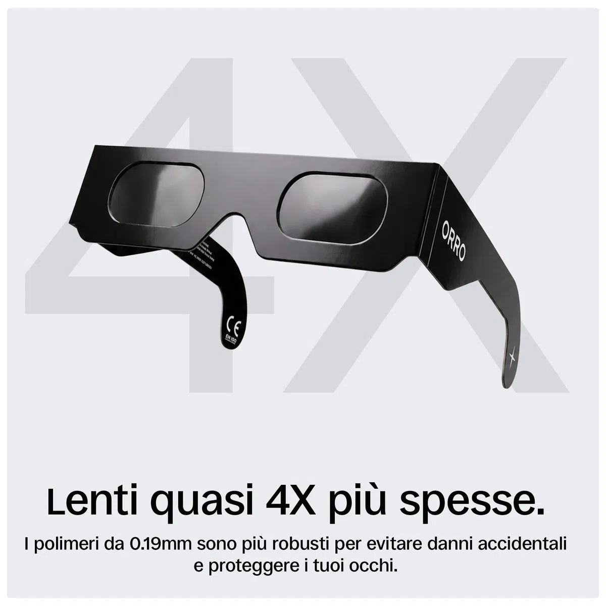 ORRO Occhiali per eclissi solare Modern 40 mm Confezione da 12, Nero, Protezione occhi certificata, Testati EN ISO 12312-2:2015, Marcatura CE per osservare direttamente il sole in sicurezza