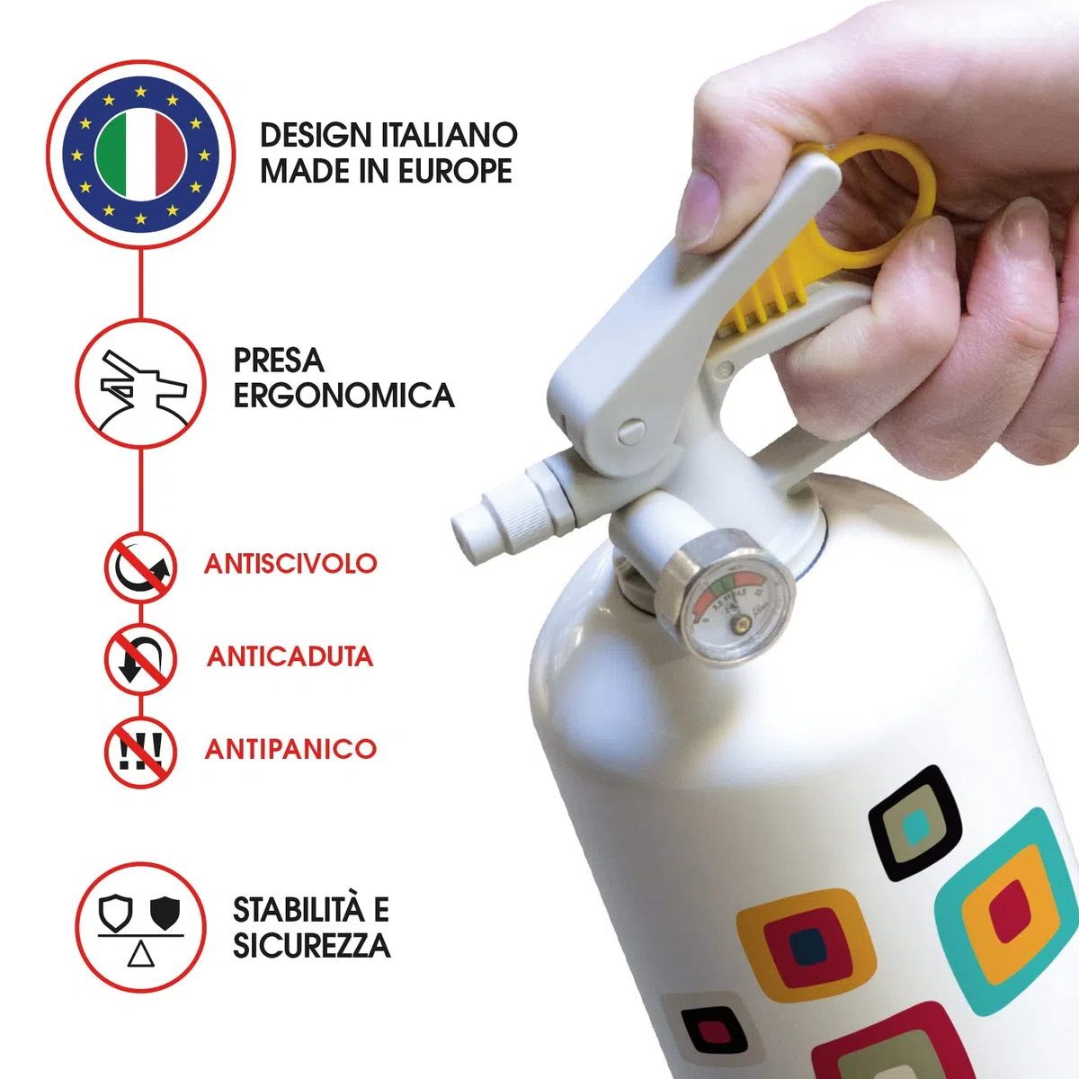 Estintore Casa Omologato ABF 1 kg Estintore Schiuma Presa Antipanico Regalo Uomo Donna per Uso Domestico, Cucina, Auto, Barca, Mini Estintore per Interni, 1 pz