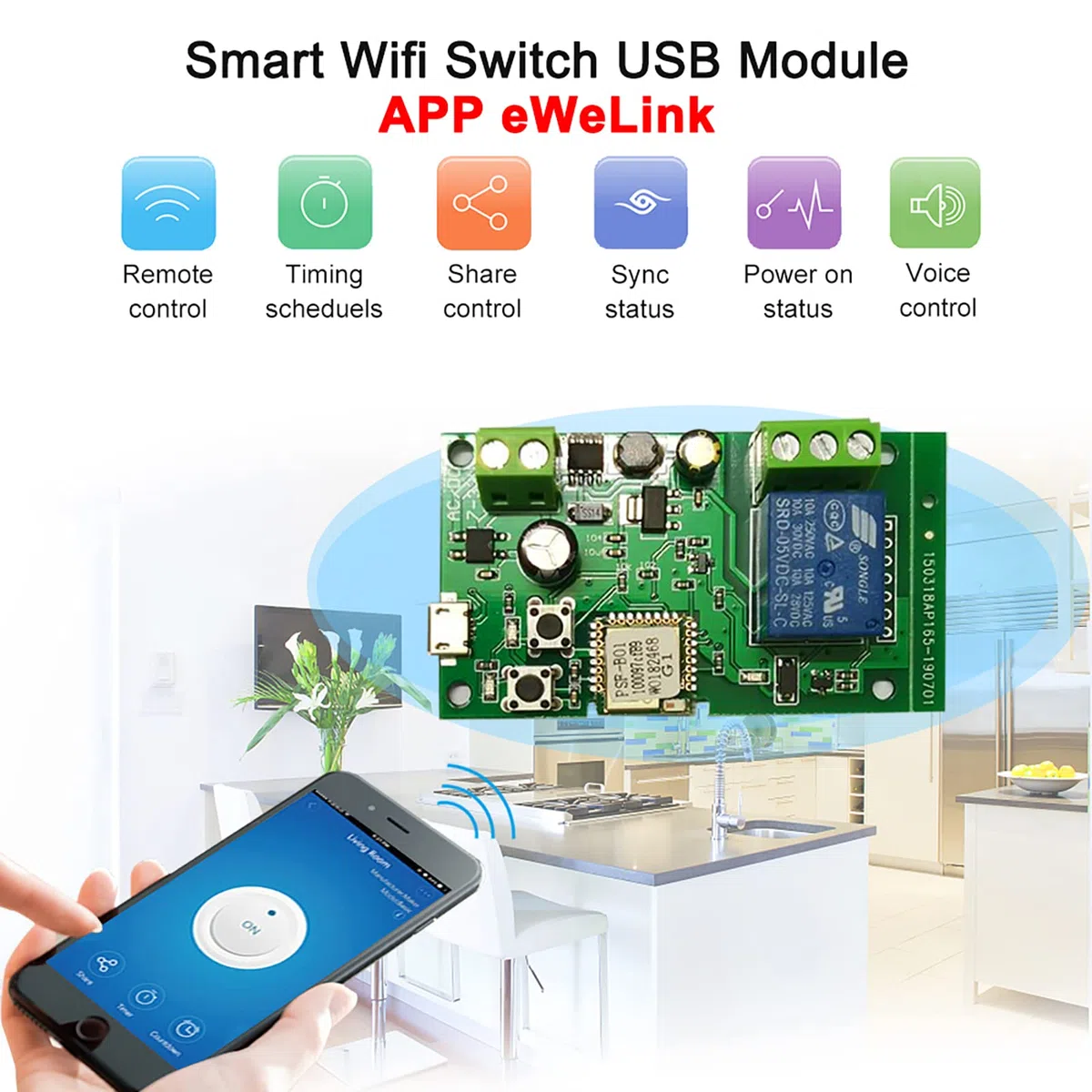 Keppy eWeLink DC5 V 12 V 24 V 32 V WiFi Interruttore senza fili Modulo relè wireless Moduli di automazione domestica intelligente App per telefono, interruttore timer di controllo