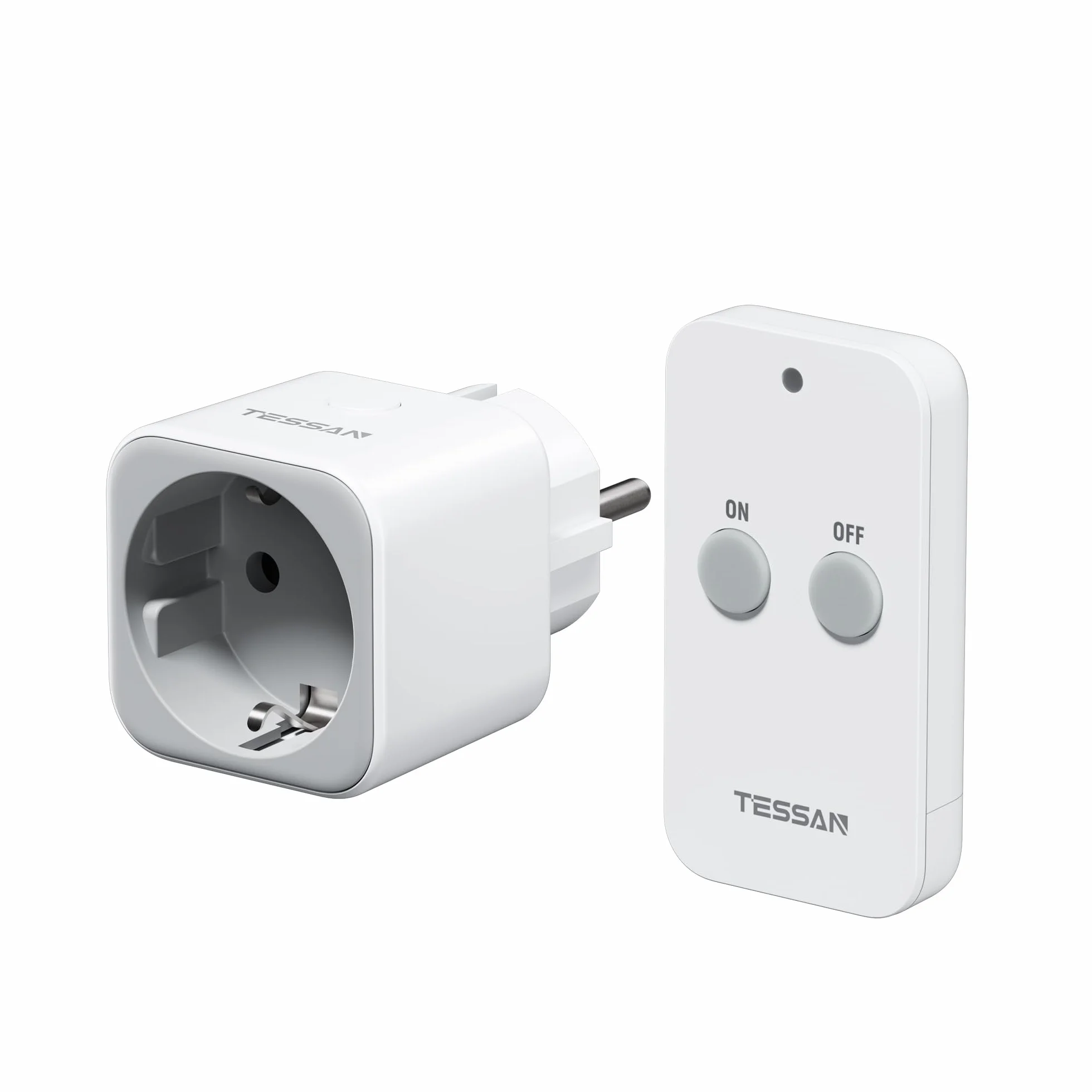 TESSAN Presa Telecomandata, Distanza Telecomando 30,5 M, Presa per Decorazioni Natalizie, Elettrodomestici e Lampade, 2300 W, Bianca