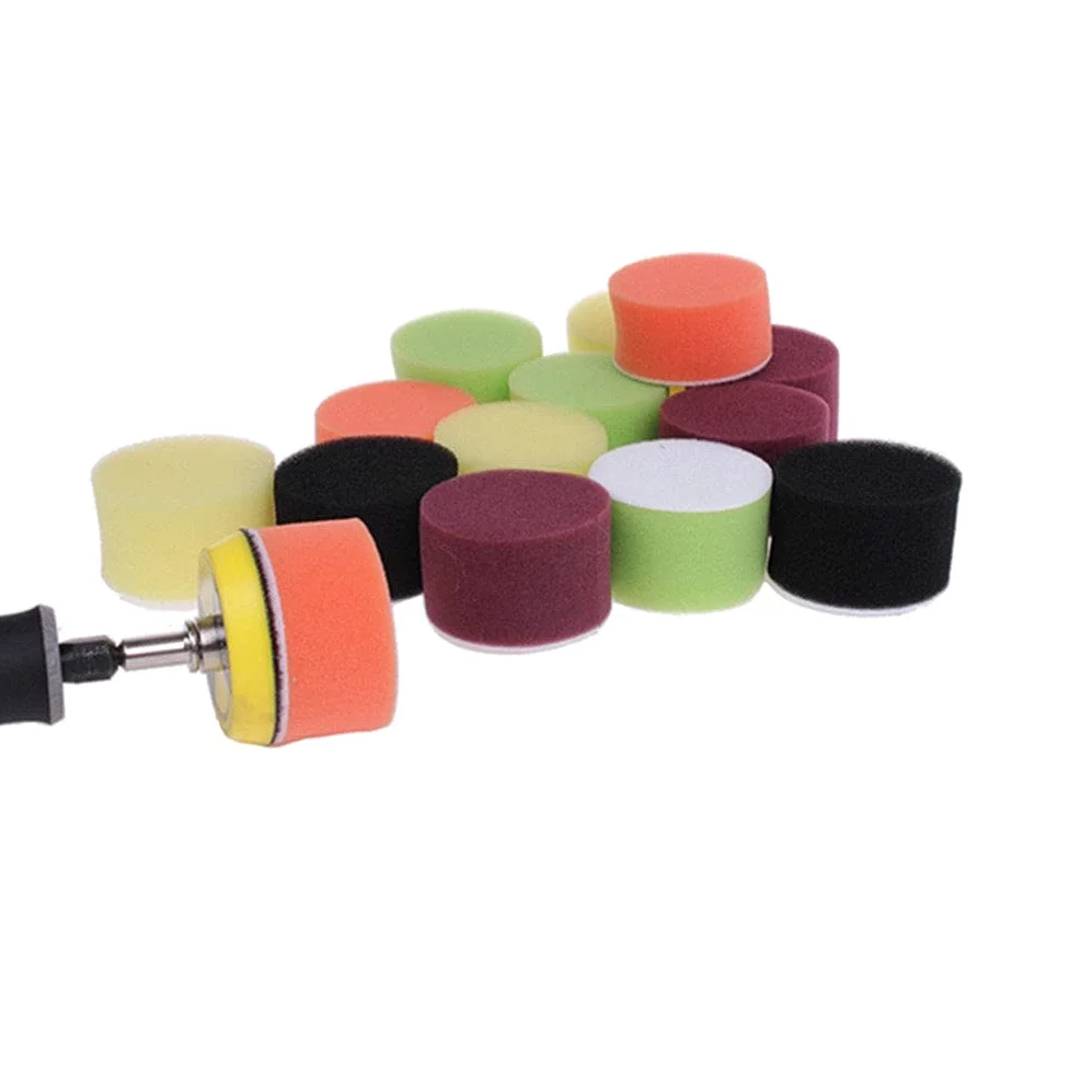 16pcs 2 pollici disco abrasivo spugna tampone per lucidatura 50mm diametro per Dremel 3000/4000 mini smerigliatrice auto ceretta gancio e anello utensile rotante, A