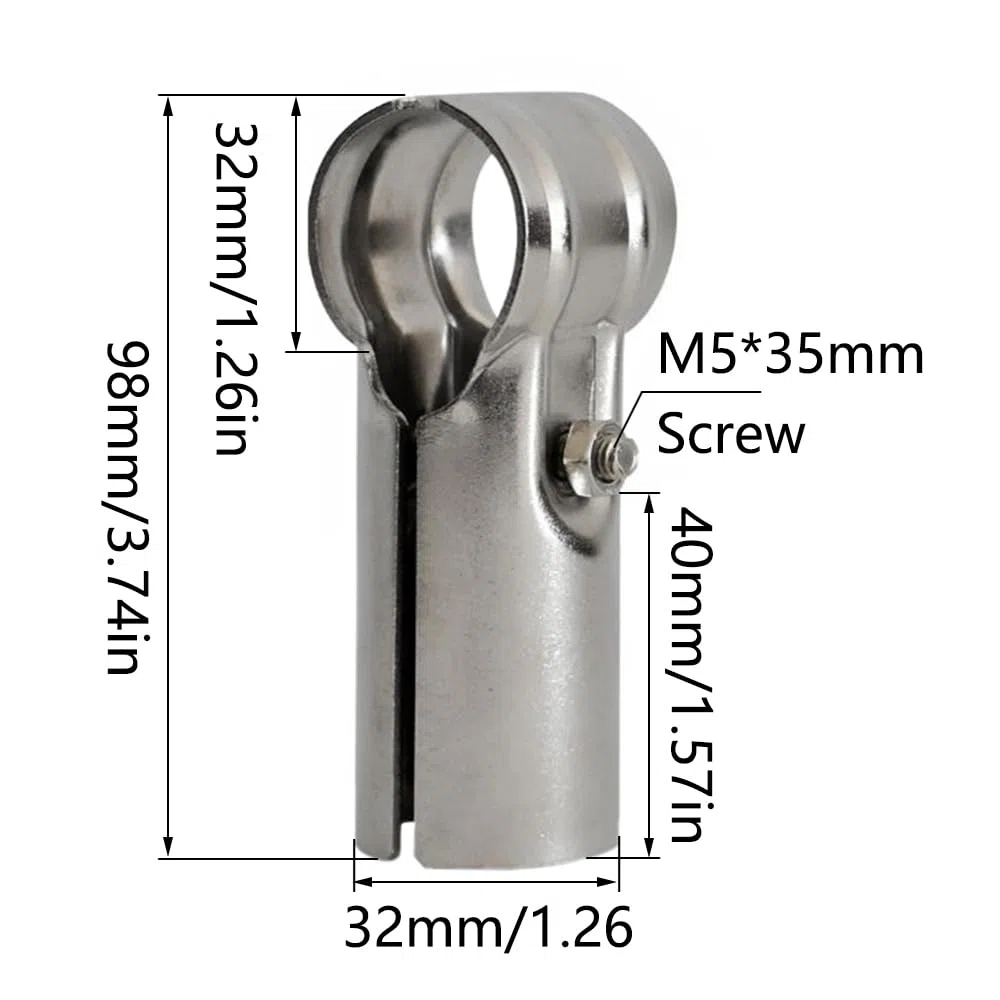 Set di 4 morsetti a T per tubi a T, morsetti per recinzione a catena in acciaio inossidabile, giunti a T per tubi OD da 32mm, bulloni e dadi inclusi