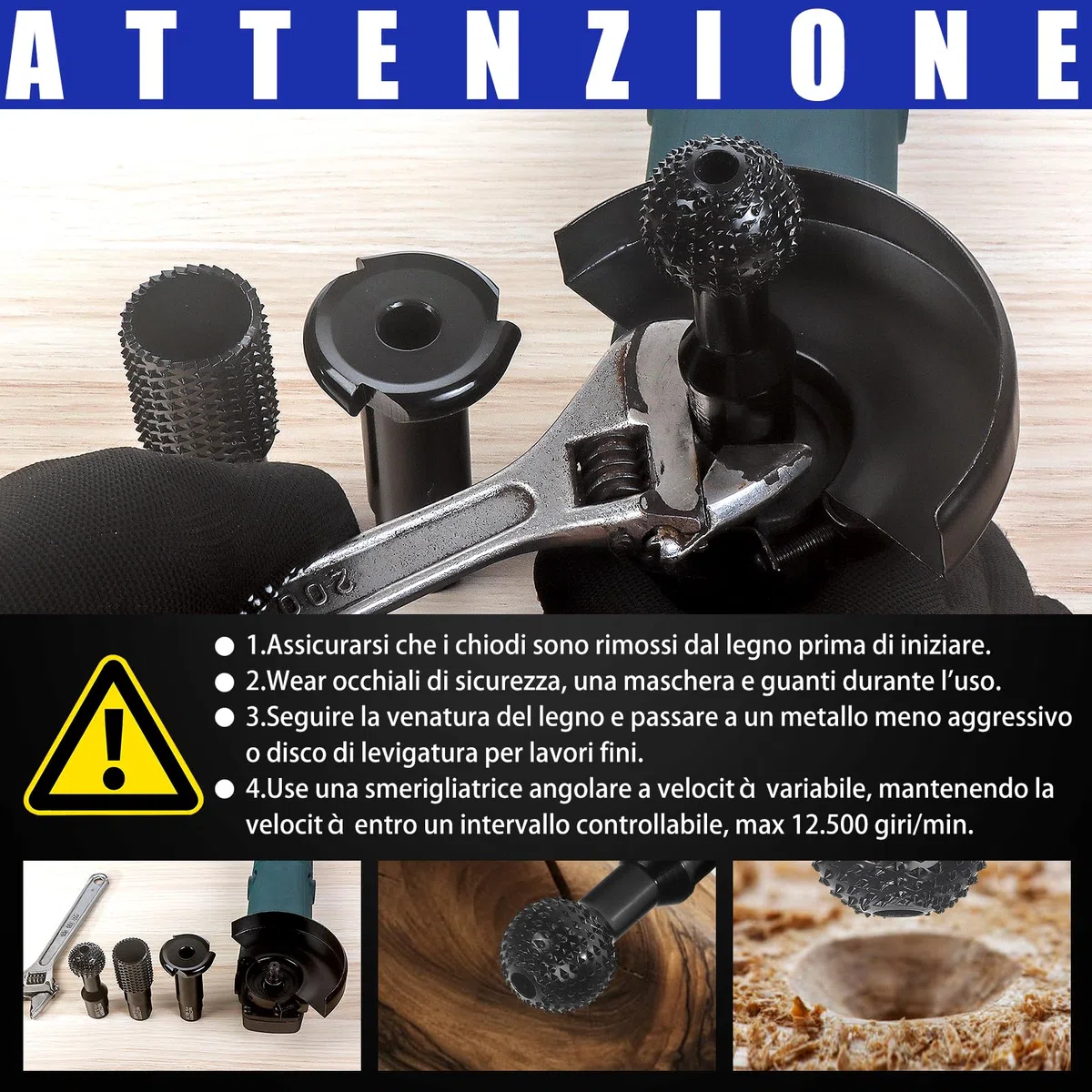 Frese per Legno - Set Scalpelli e Dischi per Smerigliatrice, Disco Smerigliatrice Legno per Intaglio e Lavorazione, Accessori per Intaglio Legno e Scultura