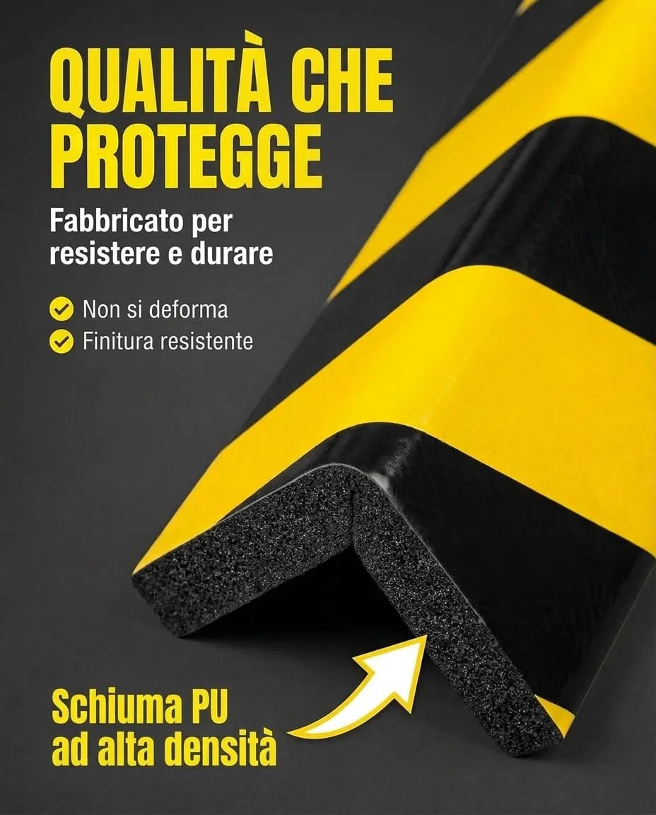 6 unità Paracolpi Garage | Paracolpi Garage Auto da Muro | Protezione Muro | Autoadesivo | Protettore per Parcheggi | Evita Urti e Graffi | Dimensioni 40x15x2 cm (6, Giallo e nero)