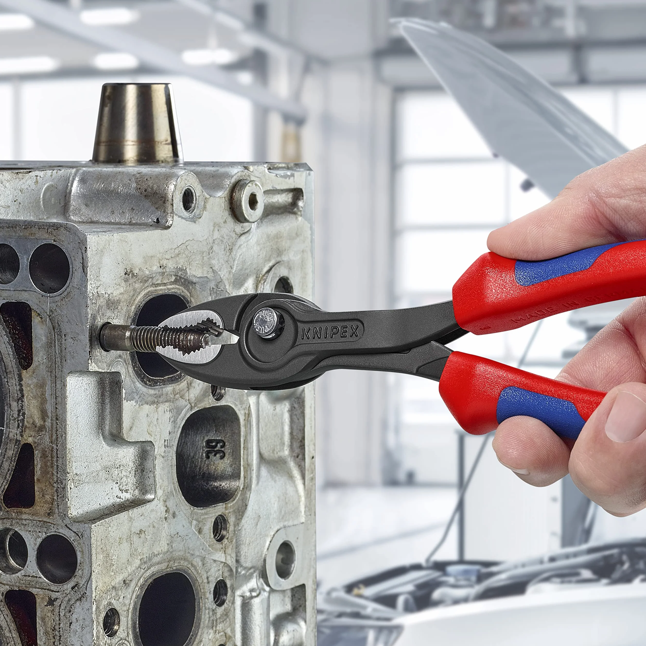 KNIPEX TwinGrip Pinza a presa frontale e laterale in confezione Self-service bonderizzata grigia con manici comfort 200 mm, 82 02 200