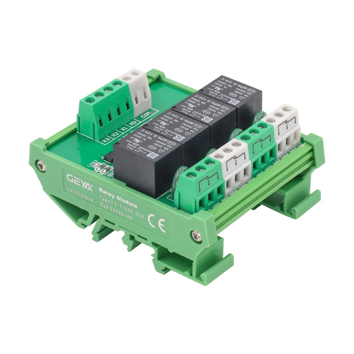 GEYA Modulo relè 4 canali 1SPDT Modulo relè di interfaccia 24VDC/AC (FY-T734-24VACDC)