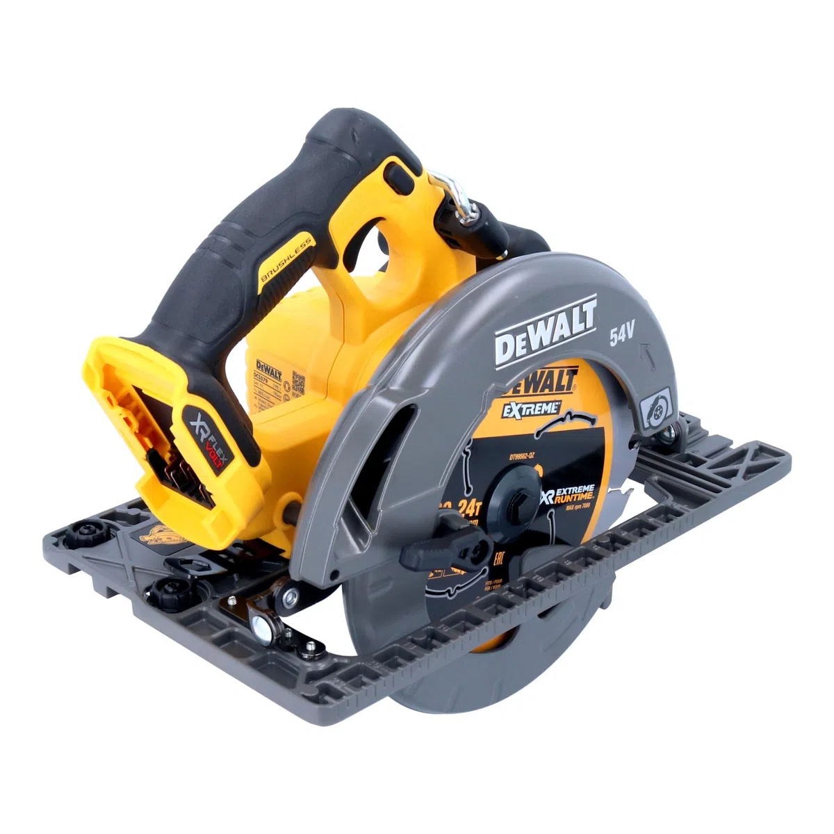 DeWalt Sega Circolare Brushless XR FLEXVOLT 54V Ø190mm e profondità 61mm. con base a binario e senza caricabatteria/batteria, multicolore