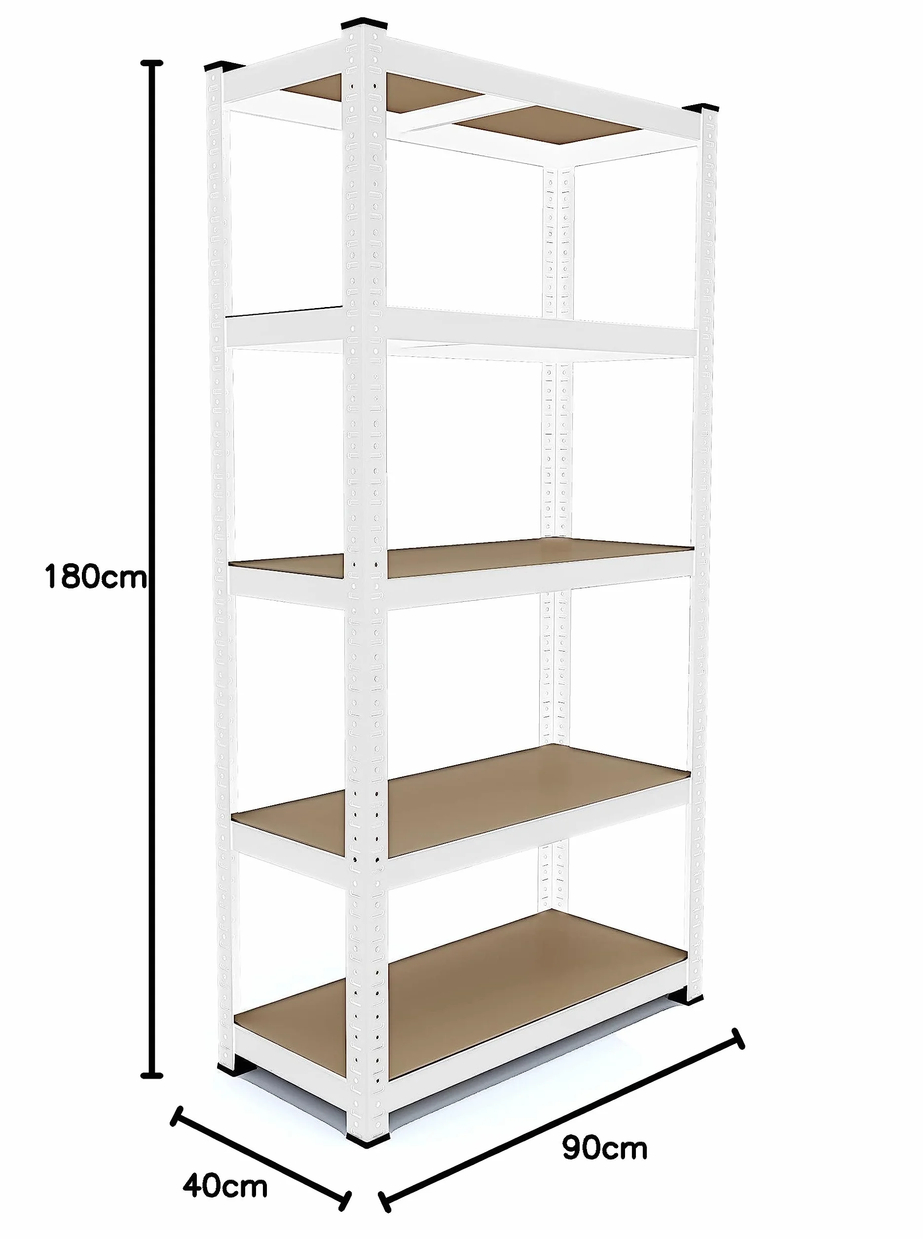 Arreditaly Scaffale In Metallo E MDF Scaffale Ad Alta Portata Fino a 875 kg Con 5 Ripiani Regolabili Ideale Per Garage Officina Cantina Capannone Magazzino Design Modulare 180 x 90 x 40 cm (Bianco)