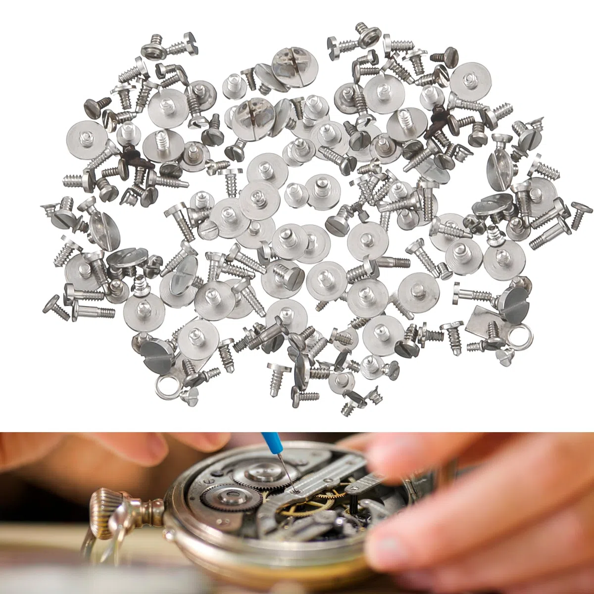 100 mini viti – viti per occhiali, set di viti per orologi, occhiali, computer, argento