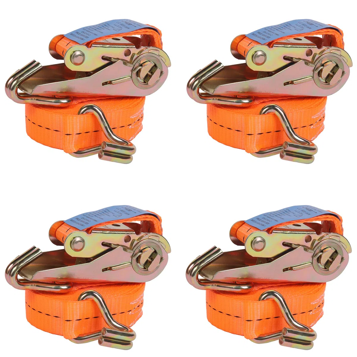 4 pezzi, 800 kg, 5 m, cricchetti, cinghie di ancoraggio con ganci a J,cinghia di tensione larga 25 mm per attrezzature per prato, dispositivi di trasloco, moto, bagagli