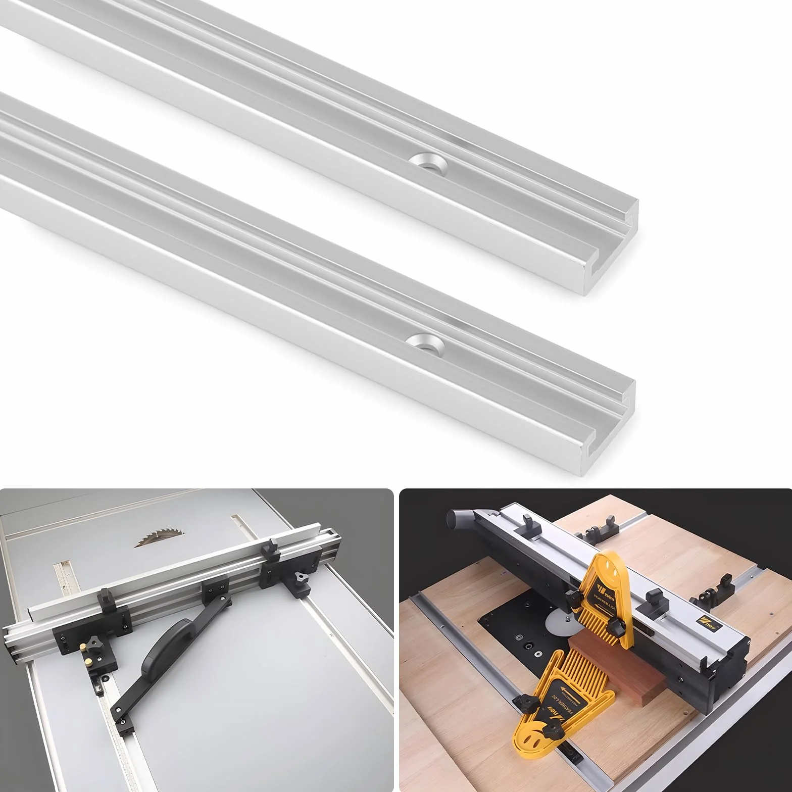 DBREAKS 2 Pezzi T-Track, 400 mm T-Slot Track in Lega di Alluminio, Binario a T, Binari con Scanalatura, T-Track con 6 Viti Autofilettanti per la Lavorazione del Legno