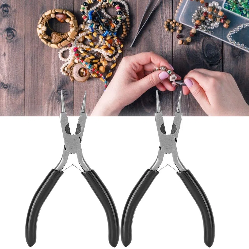 Haofy Pinza per Creazione di Gioielli a Becco Tondo, Strumento per Avvolgere Fili 4 in 1 con Impugnatura in Gomma, 12,5 Cm