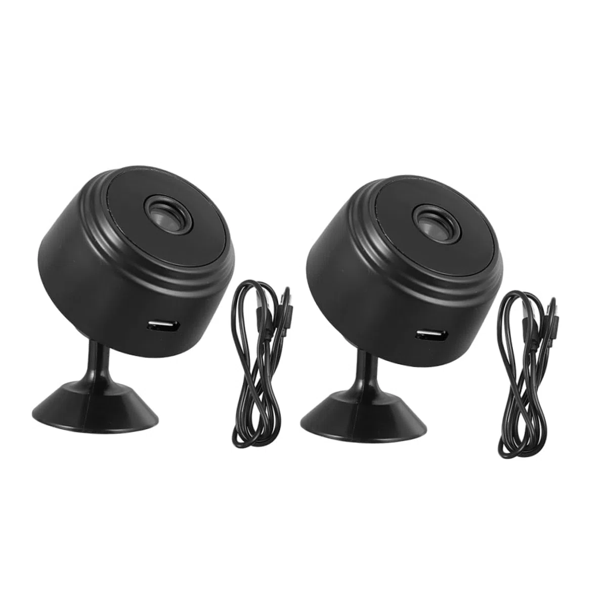 Videocamera Sicurezza Interna Wireless 1080p con Rilevamento e Fissaggio Magnetico in Plastica Nero 2 Pezzi per Sorveglianza Domestica