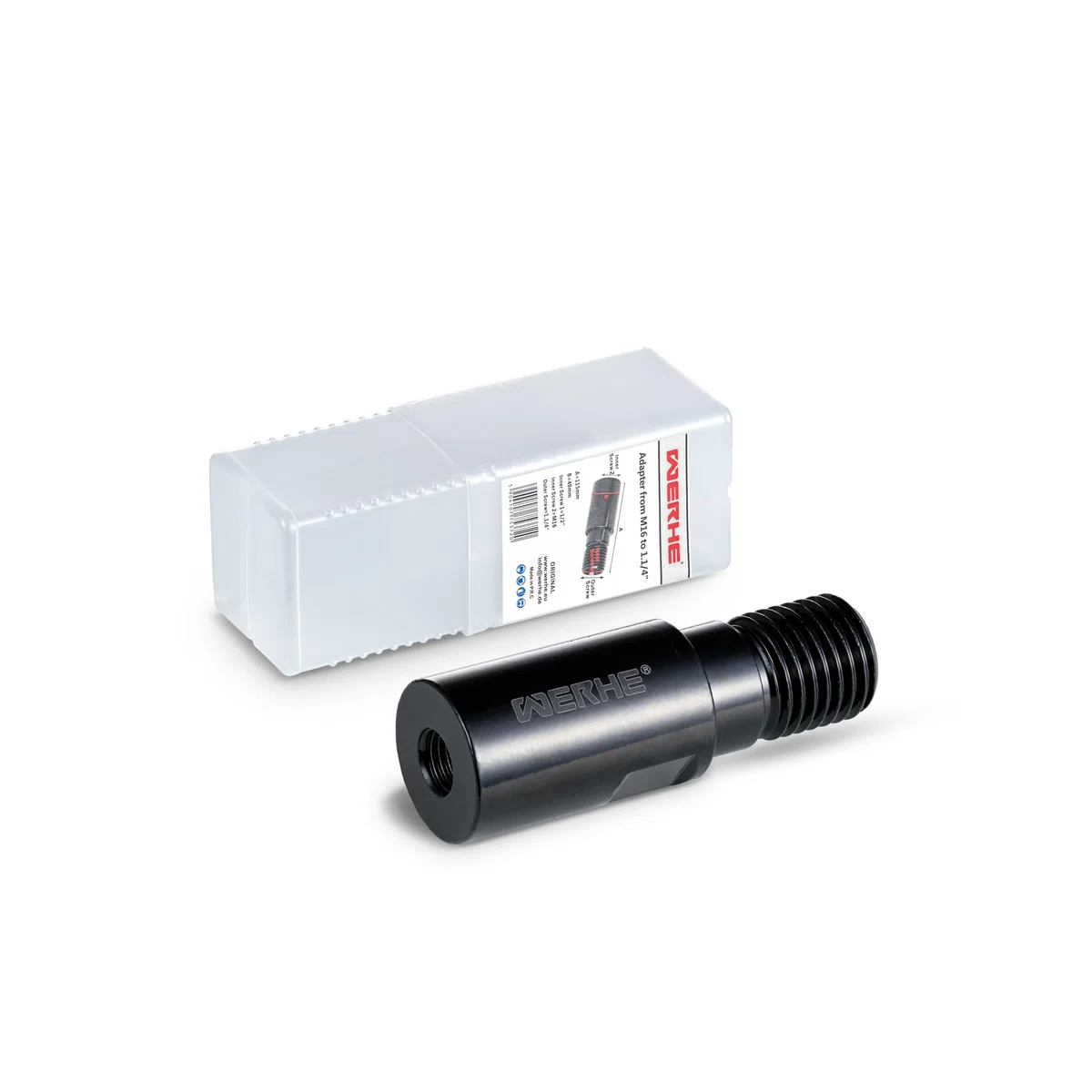 WERHE Adattatore M16 a 1 1/4 UNC con filettatura interna 1/2 – Acciaio temprato per corona diamantata corona carotatrice trapani foratura a umido in calcestruzzo pietra
