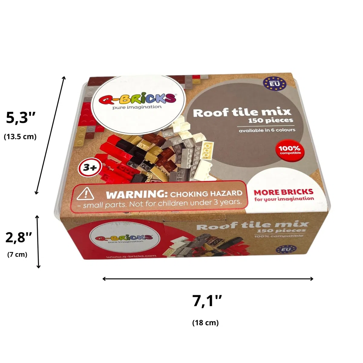 Scatola con miscela di tegole | 150 pezzi | Forme: 2 x 2 e 2 x 4 | Colore: nero traffico | Compatibile con i comuni marchi di mattoncini | Blocchi per costruzioni creative