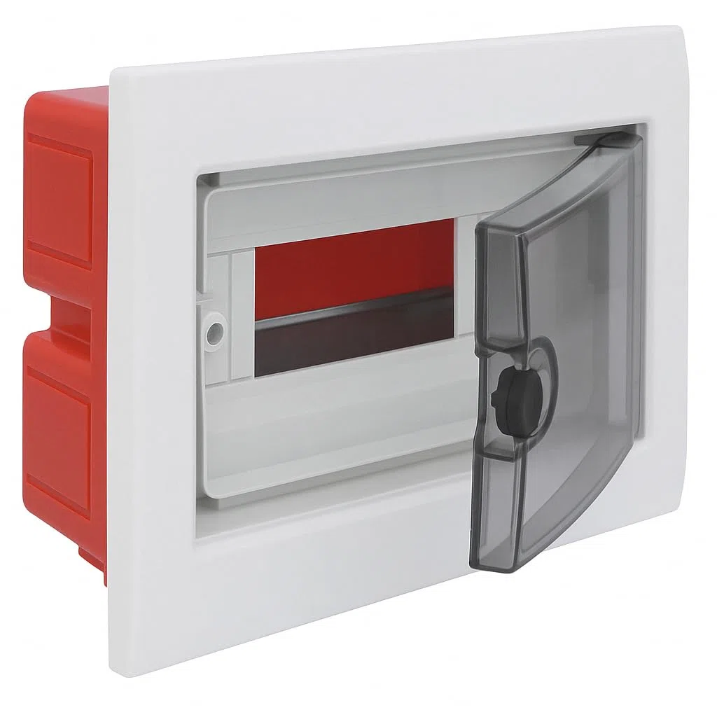 Centralino Da Incasso Da 12 Moduli, 330x255x80mm, Sportello Trasparente Fume, IP40 Da Interno, Telaio Estraibile, Ideale Per Installazioni Elettriche Domestiche e Industriali