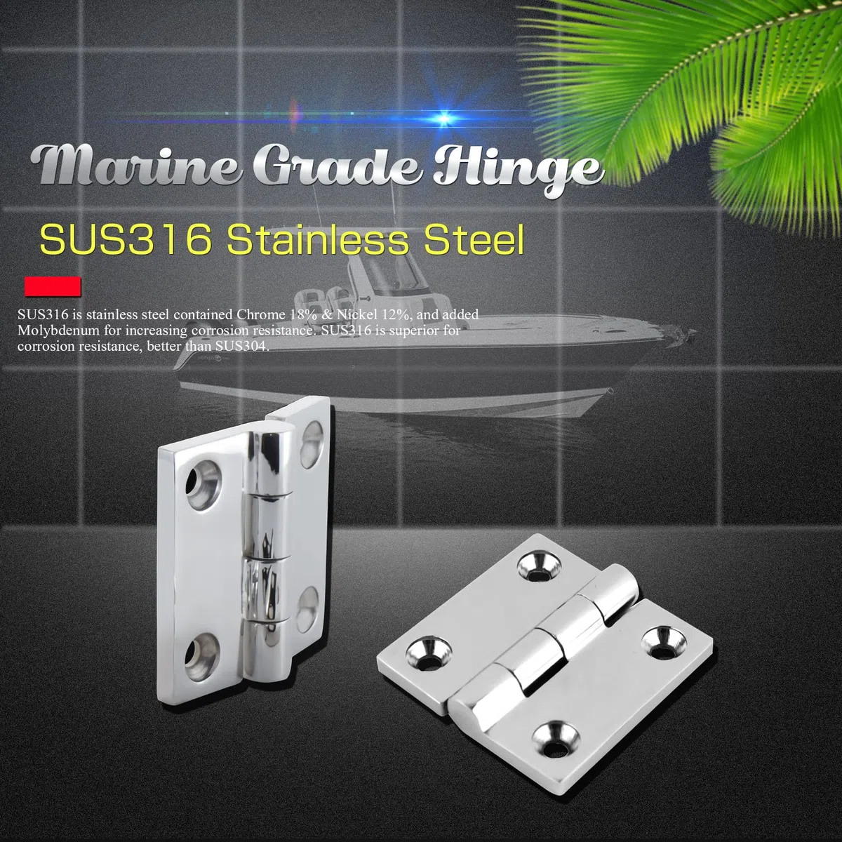 Cerniere per armadietto lucidate a specchio per cerniera per porte in acciaio inox per barche marine SUS316 50 mm x 50 mm 2pcs