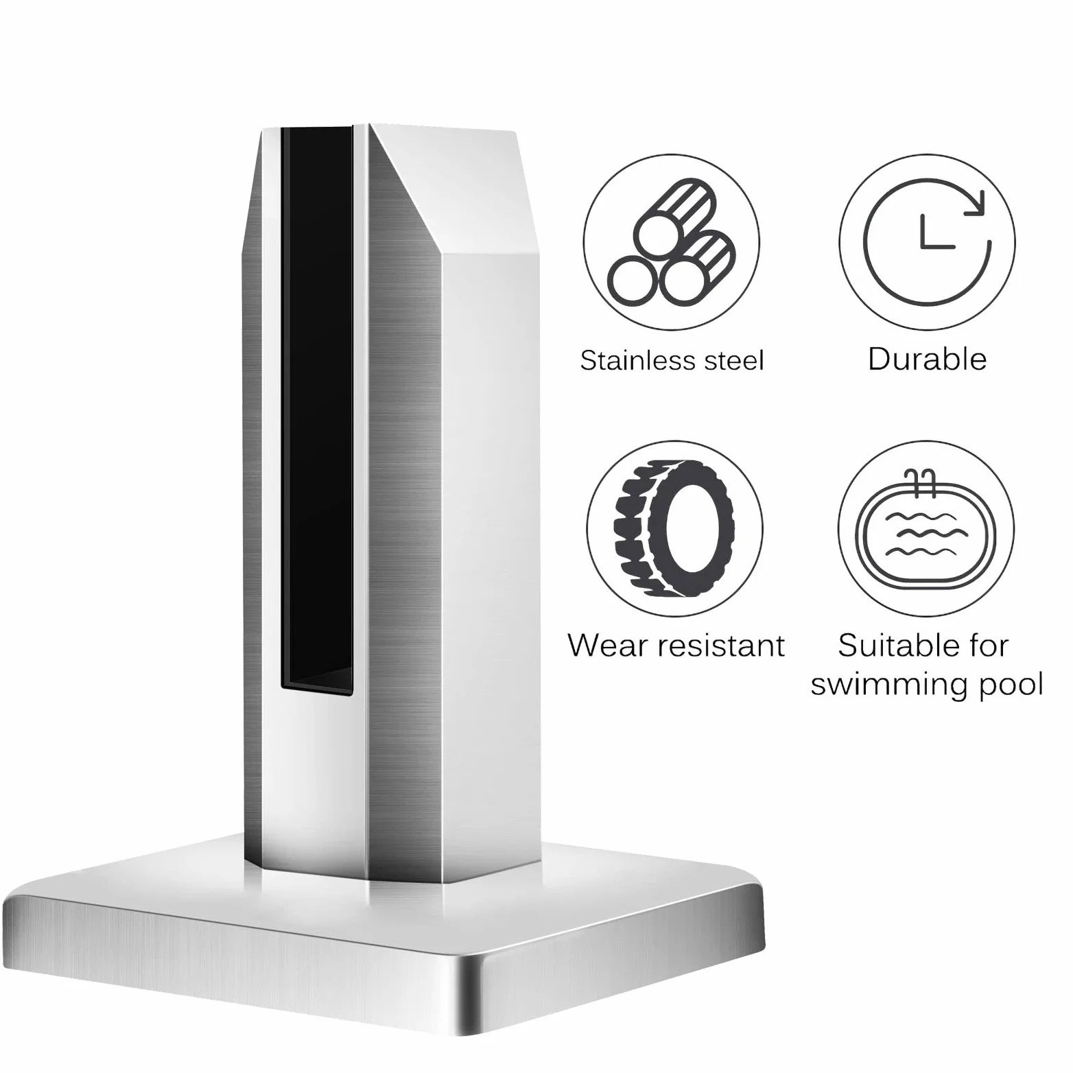 Morsetto di Vetro, Supporto per Vetro In Acciaio Inox, Cciaio Inossidabile 304 Morsetto Vetro Regolabile 8-12mm, Supporto Vetro Con 4 Viti per Scale, Balcone, Piscina, Vetro, Balaustra