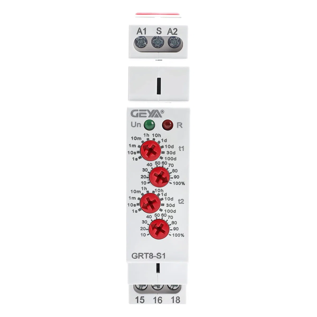 GEYA Relè temporizzatore di ciclo asimmetrico 1SPDT 16A AC230V Relè di ritardo del timer di ripetizione del ciclatore su guida DIN modulare(GRT8-S1,AC230V)