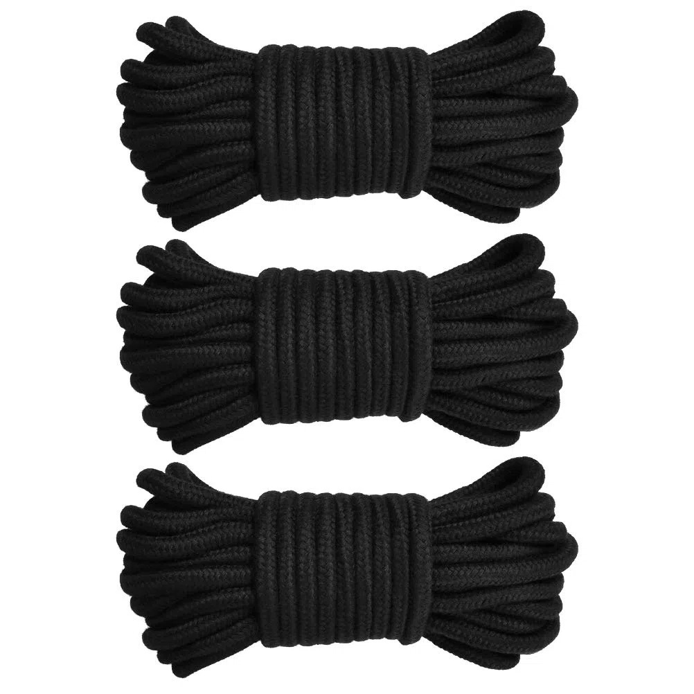 TIMESETL Corda Nera 8mm 3 x 10M Corda di Canapa Nera Corda Cotone Macrame 8mm Cordino Nero Cotone, Corda di Canapa Nera per Decoro, Appendere Piante, Arazzi, Artigianato Fai-da-Te