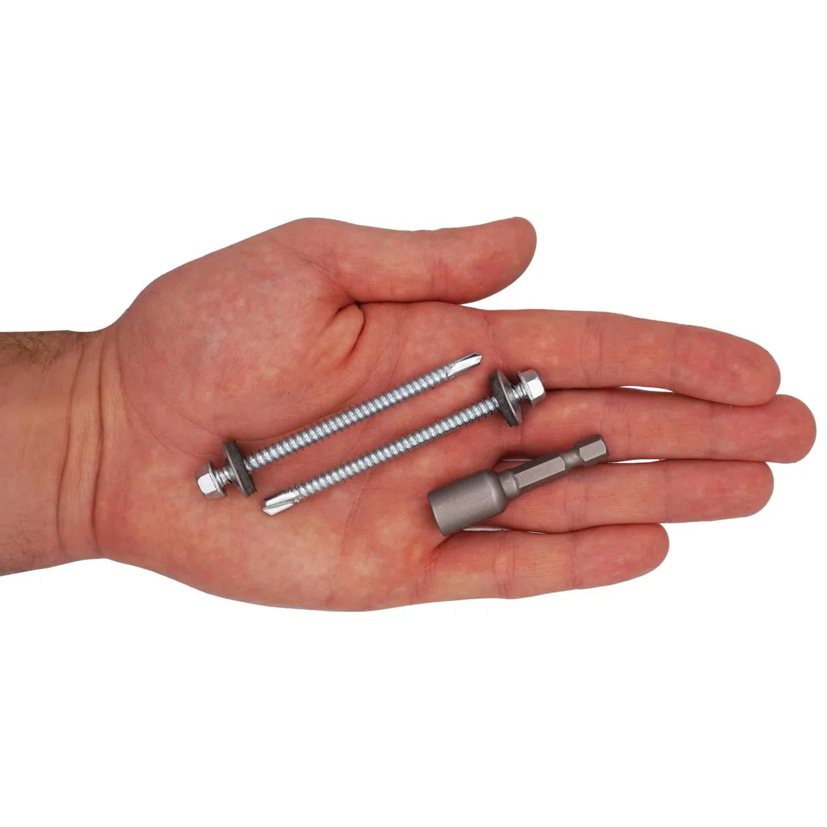SKIR'CO (50 pezzi) Viti per tetti zincate 5,5 x 75 mm, Testa esagonale, Viti autoperforanti DIN 7504-K con rondelle di tenuta EPDM