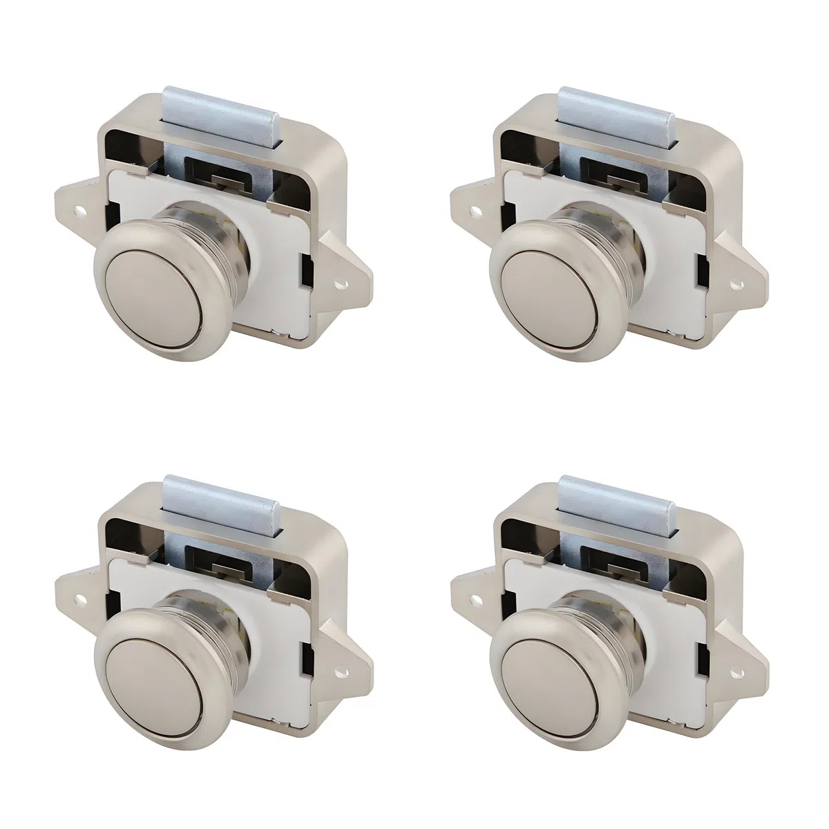 LIKERAINY Push Lock Fermi per Cassetti Serrature a Pulsante Serratura della Porta Armadio per RV Camper Caravan Nave Yacht Nichelato 4 Pezzi
