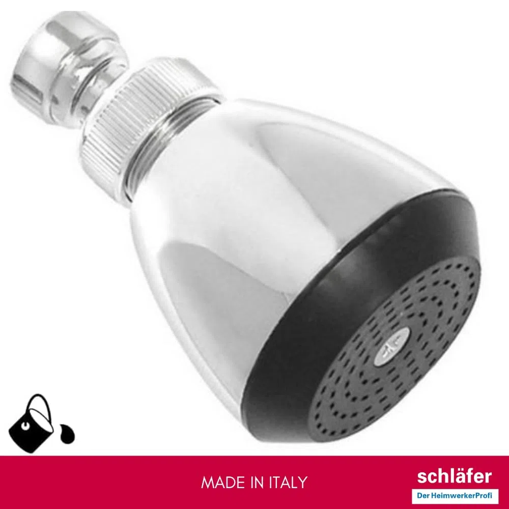 Schläfer 134110 | Soffione Doccia Universale, Cornetta Doccia 6 cm, Getto a Pioggia ad Alta Pressione, Soffione Ø 62mm, Ideale per Doccia Bagni e Piscine Pubbliche, Snodo Regolabile Universale G 1/2