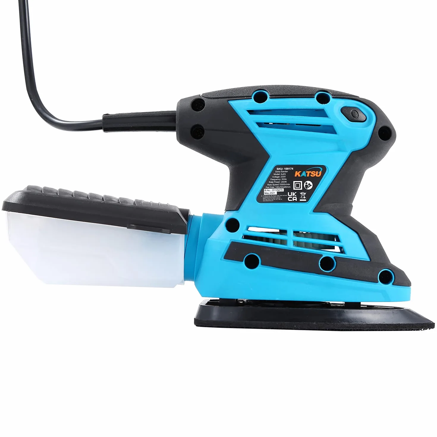KATSU Levigatrice Detail Elettrica 200W 15500RPM Levigatrice Mouse Multifunzioni con Aspiratore di Polveri e 20 Pezzi Carte Abrasive per Levigare Lucidare 100174