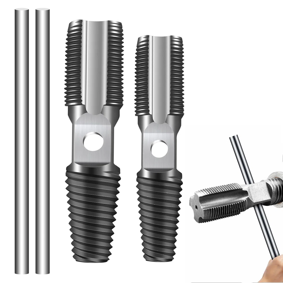 Estrattori per maschi, Viti Danneggiate Estrattore di Tubi rotti, Doppia Testa 1/2" e 3/4" Tubo Vite Rotto, Rubinetto per Tubi, Filettatura Esterna per la Riparazione di Connessioni Filettate di Tubi