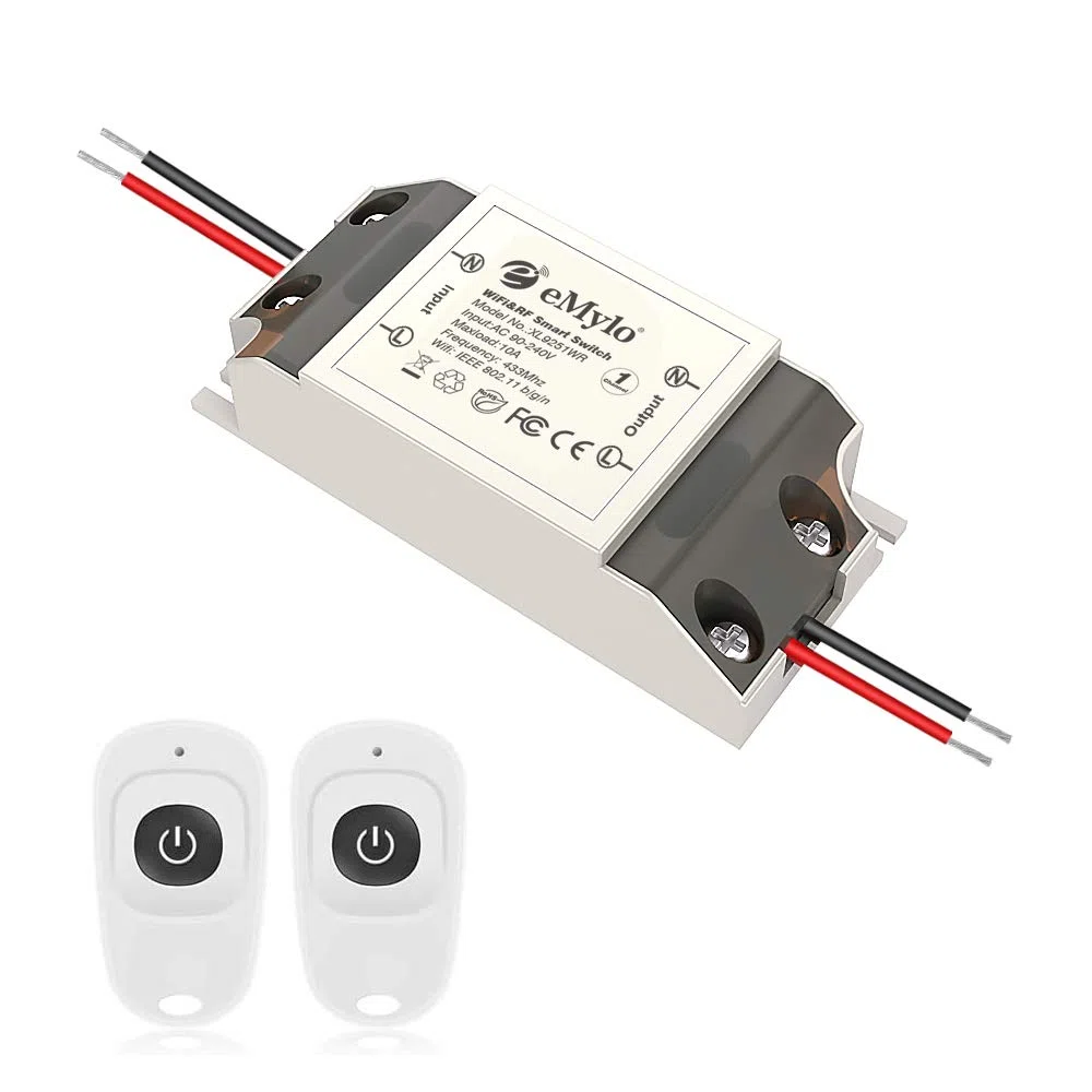 Smart Wifi Interruttore RF Modulo relè wireless Telecomando eMylo Interruttori della luce 1 canale 220V Domotica Timer Controllore 433Mhz Compatibile con Alexa/Google Home tramite Ios Android
