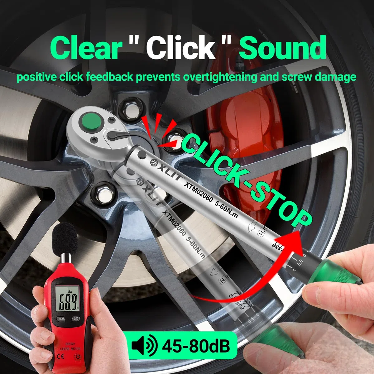 Chiave dinamometrica 3/8 pollici, 5-60 Nm ±3% di precisione – 72 denti cricchetto in acciaio al cromo vanadio con scatola di conservazione per auto, moto, bicicletta, manutenzione veicoli e