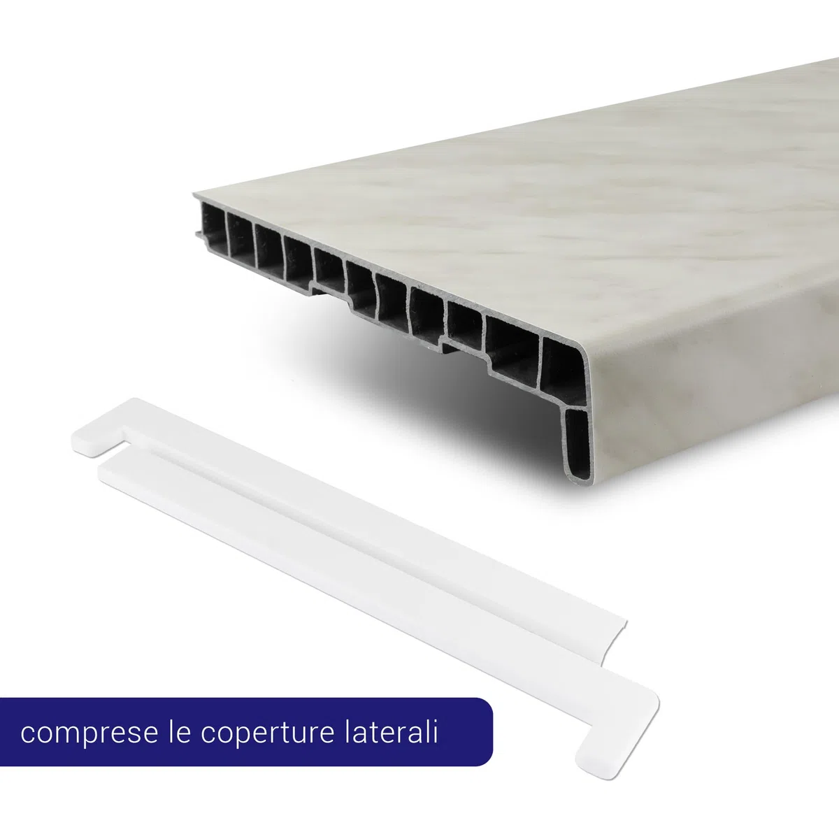 TJ davanzale interno marmo 25 x 90 cm/davanzale in plastica con chiusura laterale/davanzali per finestre/davanzali interni su misura PVC/davanzale per finestra