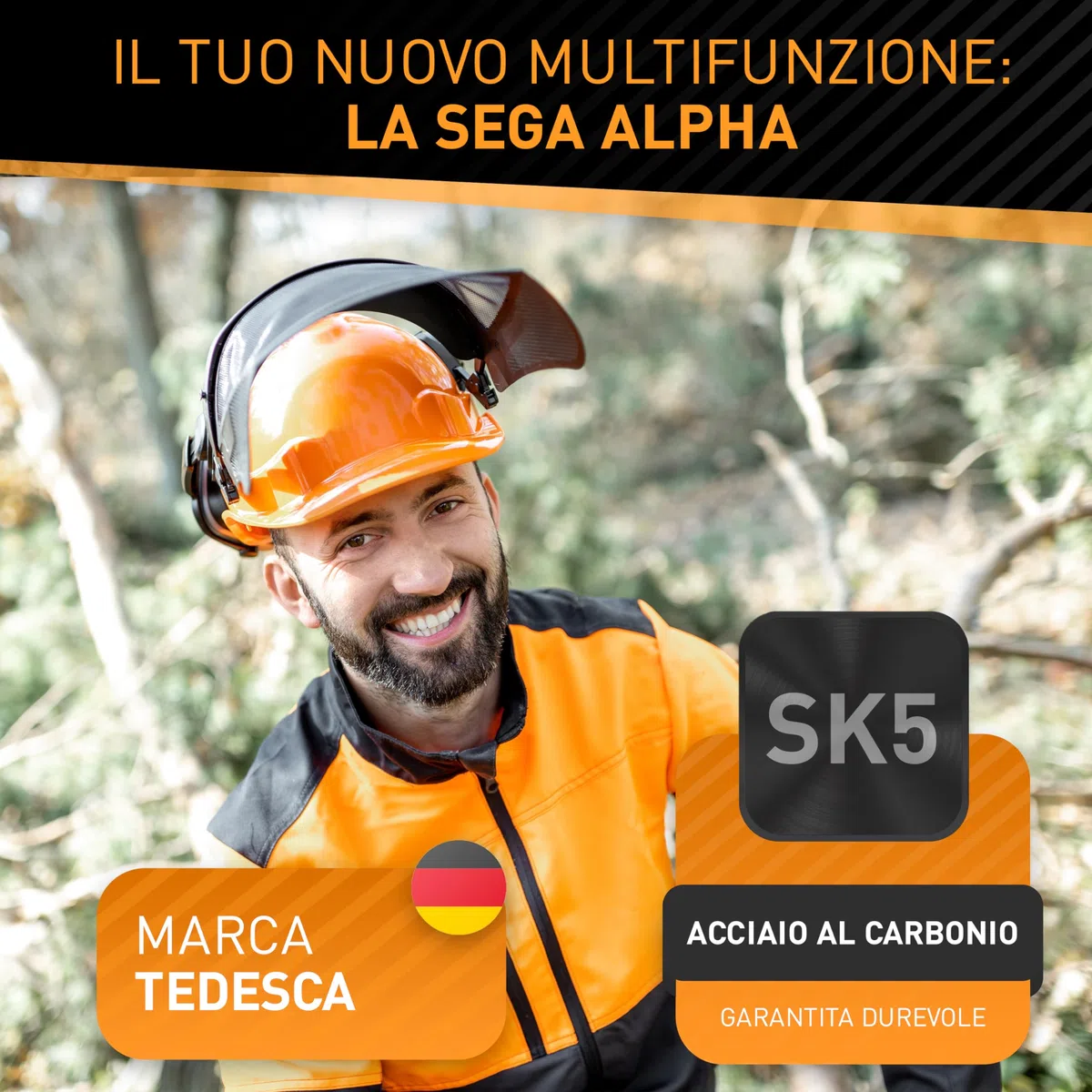 HARDTWERK ALPHA Sega pieghevole per potatura con blocco di sicurezza (210 mm) per giardino
