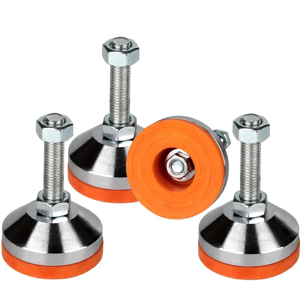 Piedini Livellatori Resistenti, Filettatura M12 Regolabile, Base da 2,36", Capacità 1300 lb, per Banco da Lavoro, Macchina, Mobile (Arancione, D60xM12x50)