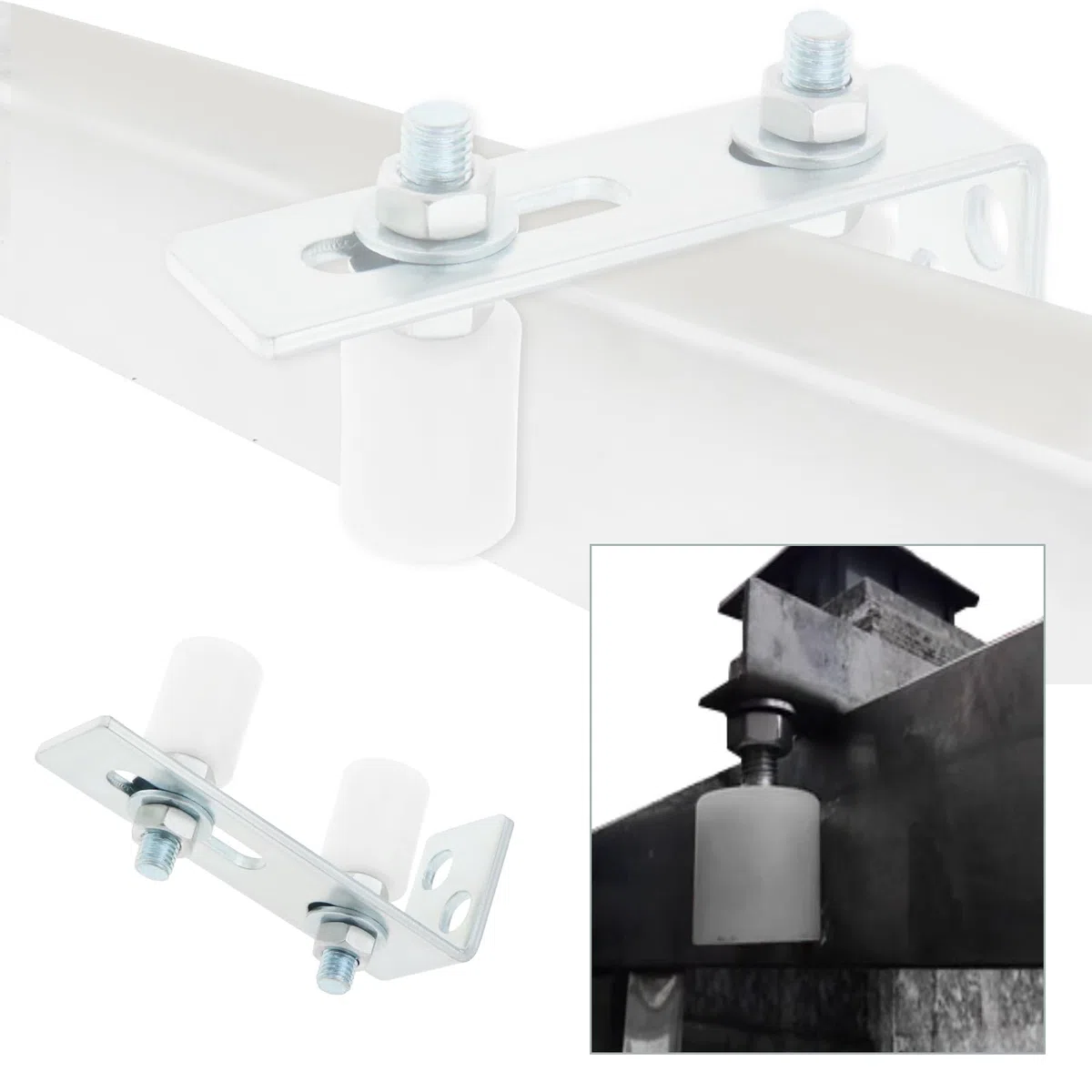 EMSea 1 Set Porta Rullo Guida Blocco Guida Porta Cortile Ruota Guida In Zinco Bianco Telaio Rullo 30x40mm Per Porta Scorrevole Cancello Di Fabbrica
