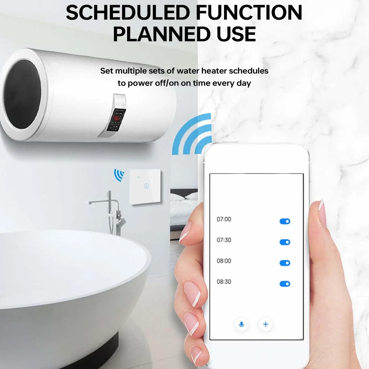 8000W Interruttore intelligente Per Scaldabagno Elettrico Murale ad Accumolo Timer intelligente per scaldacqua a immersione 40A Timer per scaldacqua Compatibile con l'app Smart Life (oro)