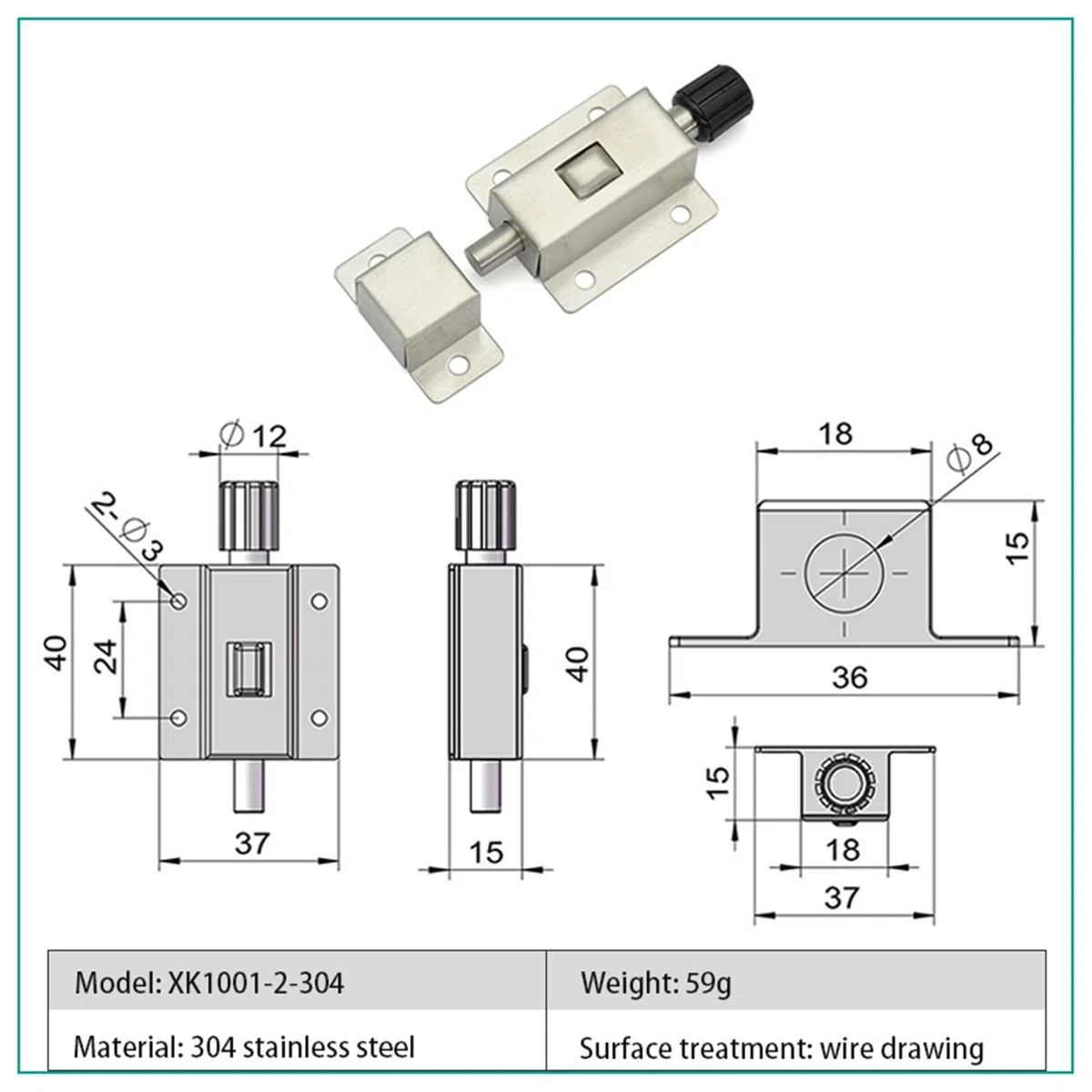Pulsante del bullone della porta dell'acciaio inossidabile da 2,7 pollici del chiavistello della porta for le serrature di sicurezza di sicurezza della porta a comparsa automatica 1 pz