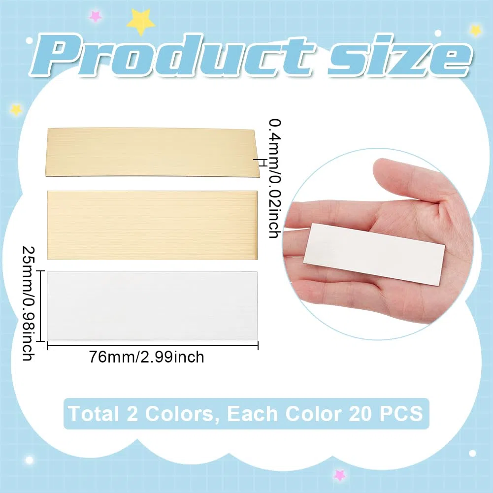 UNICRAFTALE 40 targhette in 2 colori incise, in acciaio inox, rettangolari, con supporto adesivo, 7,6 x 2,5 cm, personalizzabili