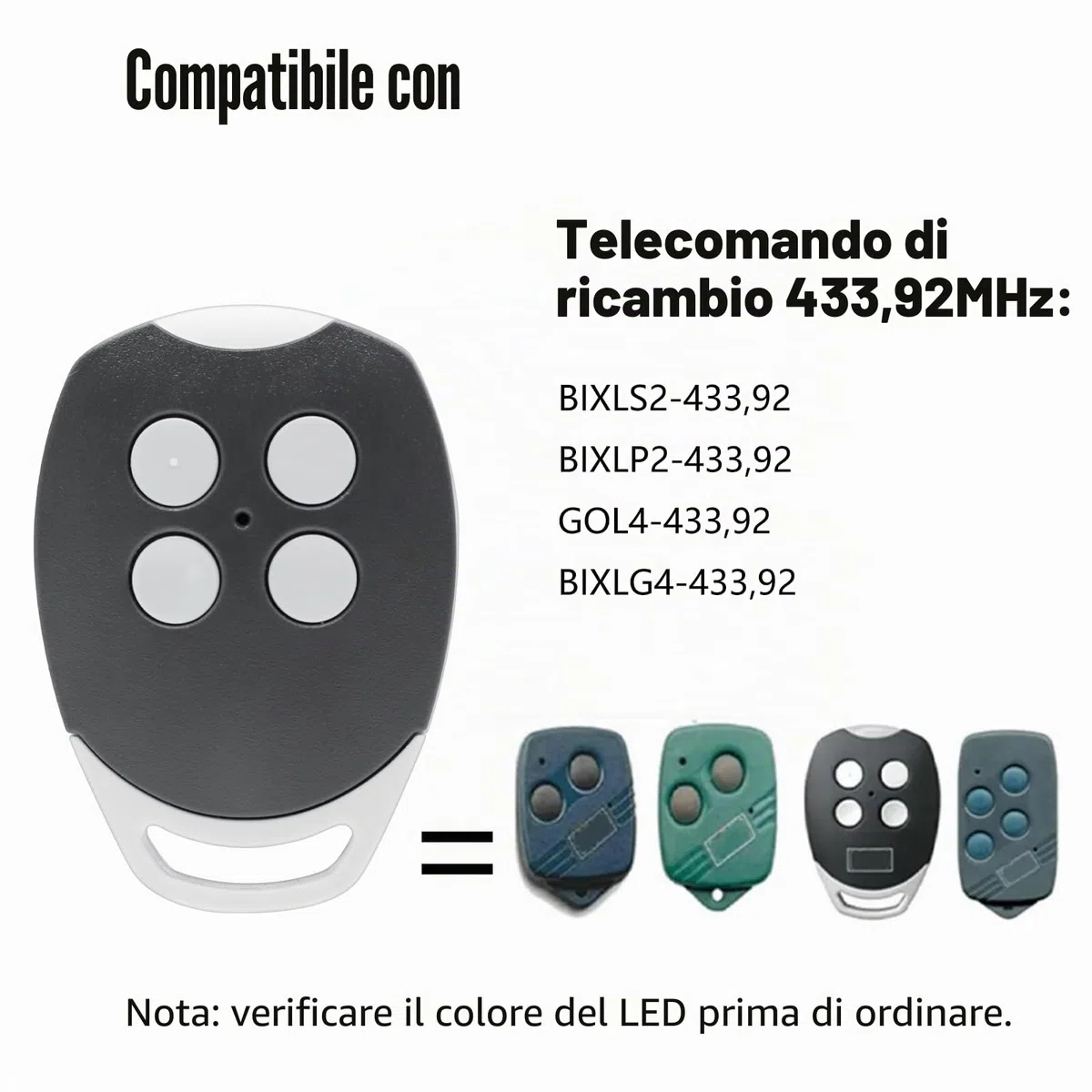 Telecomando per Cancelli, Set di 3 Telecomando per Porta Del Garage Per Ditec 433,92 MHz GOL4, BIXLG4, BIXLP2, BIXLS2, Telecomando Cancello a 4 Canali