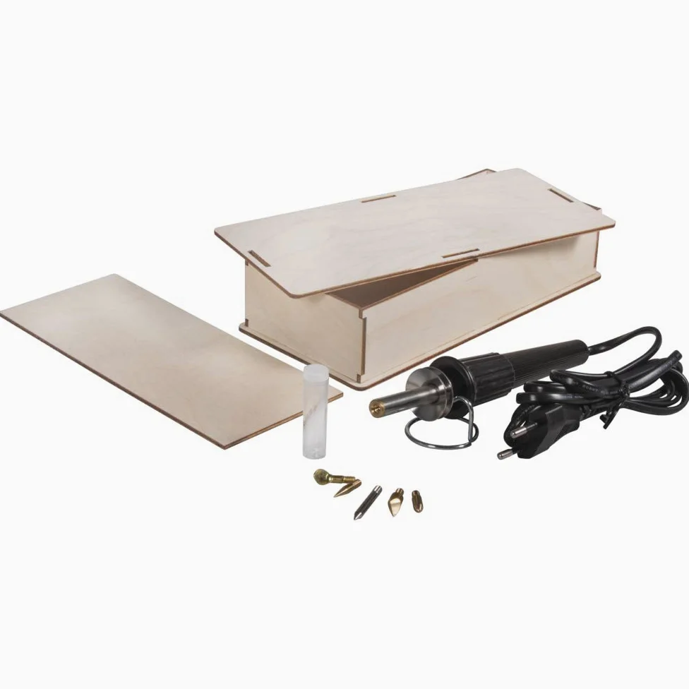Rayher 89366000 Pirografo in box legno, incl. accessori, box 1set