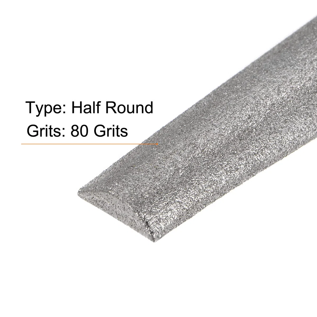 sourcing map Lima rivestita di diamante 8 Pollice 80 Grane Mezzo Rotondo File Strumenti con Manico in Plastica per Metallo Vetro Legno Pietra Rettifica Lucidatura Incisione