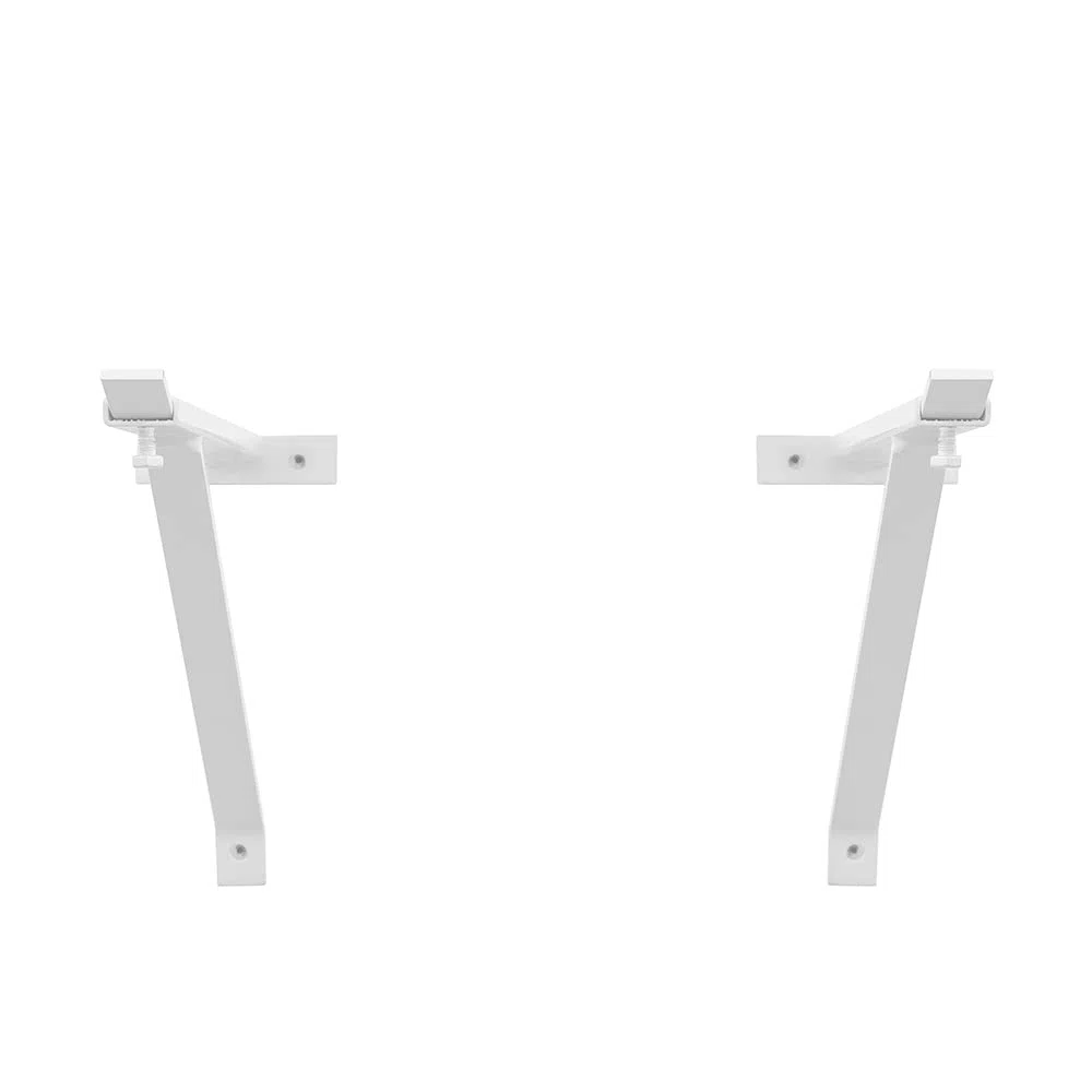 Coppia staffe per pilozzo e mensole a parete, regolabili da 28 a 46 cm, acciaio verniciato bianco (Lunghezza 28-46 cm)