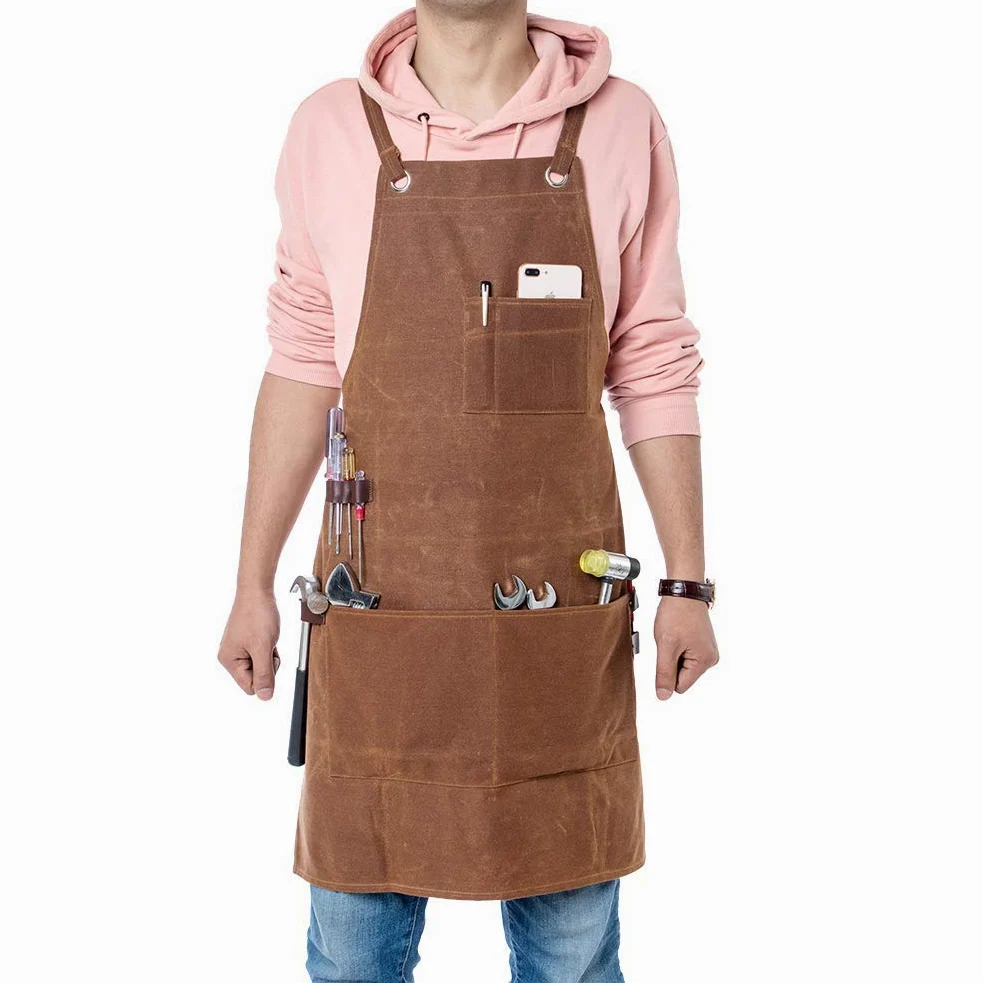 Grembiule da Officina in Tela Cerata - Resistente e Impermeabile per Falegnameria, Lavorazione del Legno, Cucina, Giardino, Ceramica, Artigianato